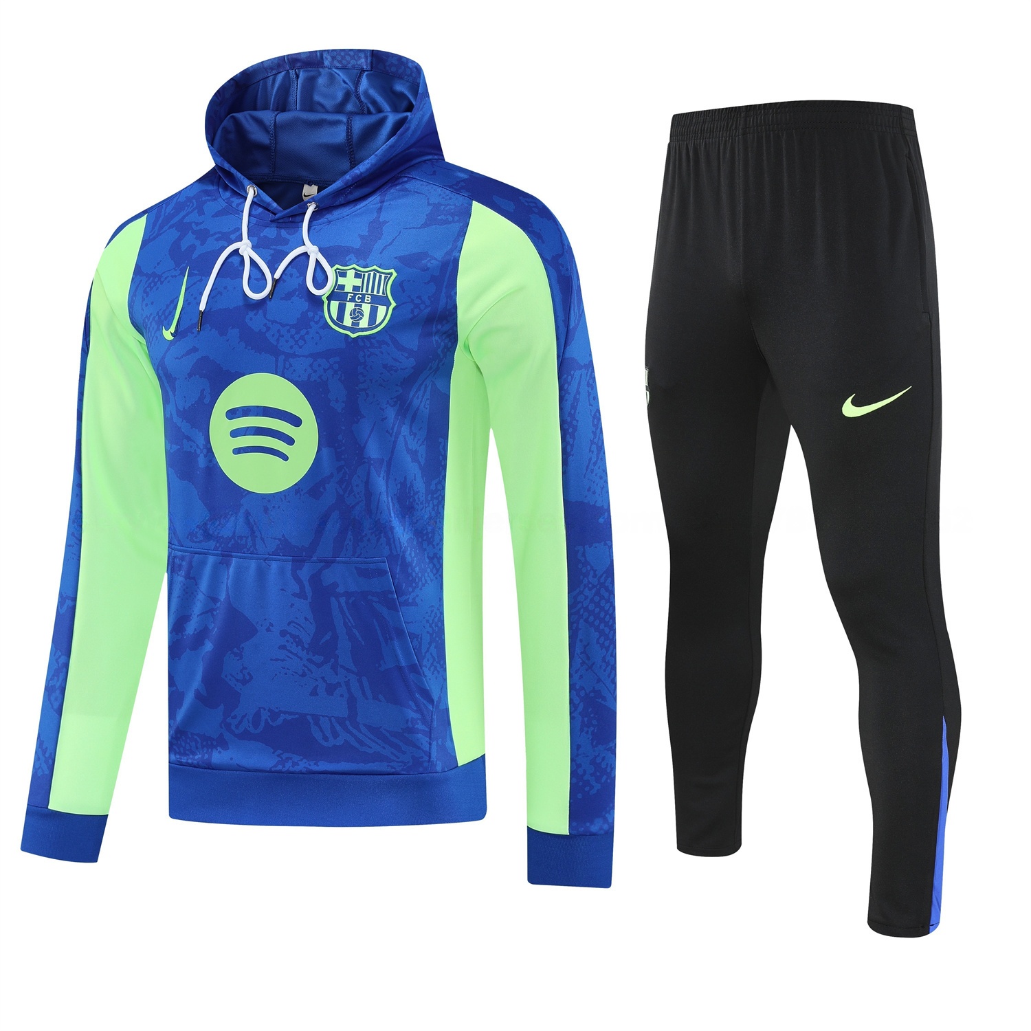 Barcelona 25-26 Training Hoodie Set - Blue Green Hoodie and Black Pants - ReplicasJersey