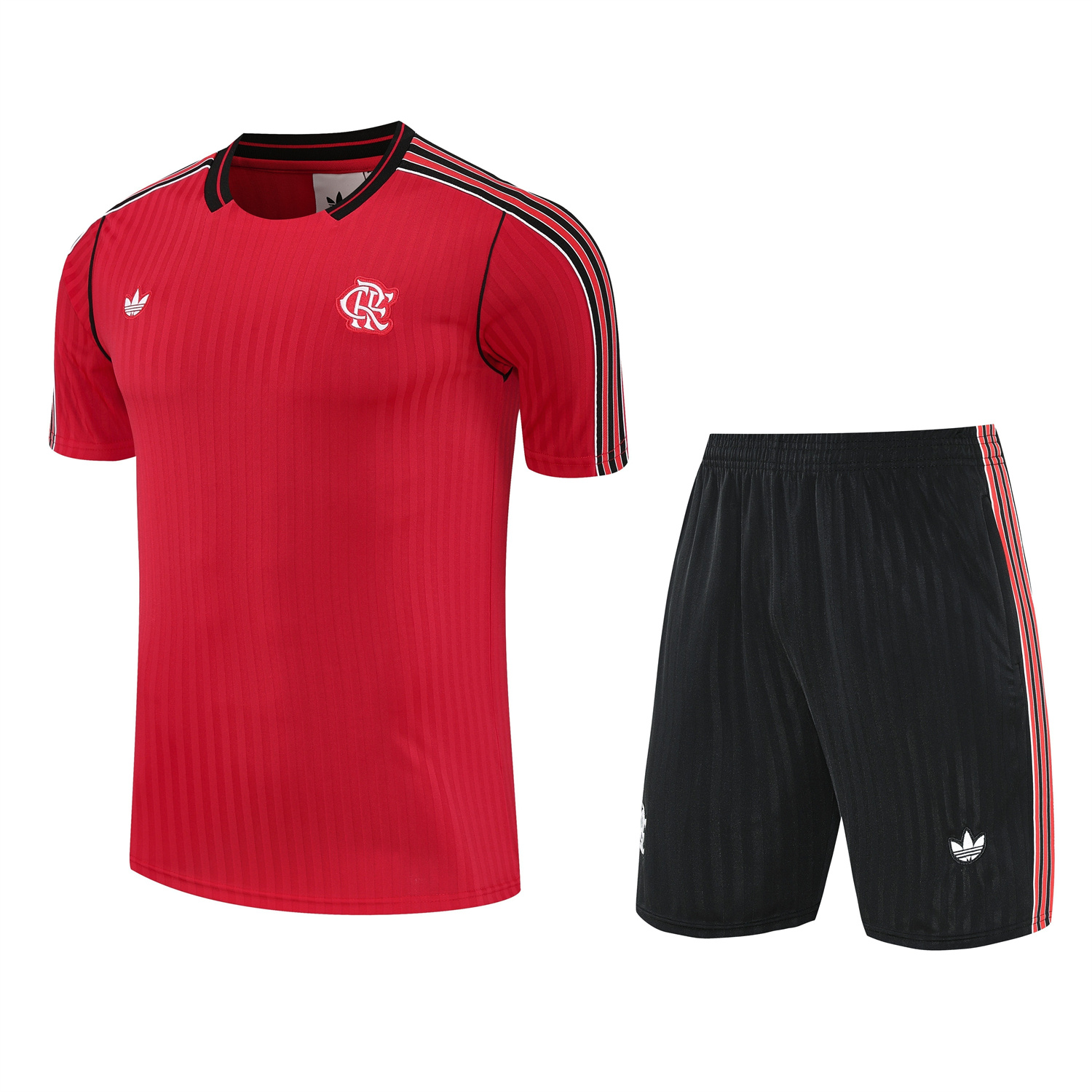 Flamengo 25-26 Short-Sleeve Training Set - Red Top & Black Shorts - ReplicasJersey