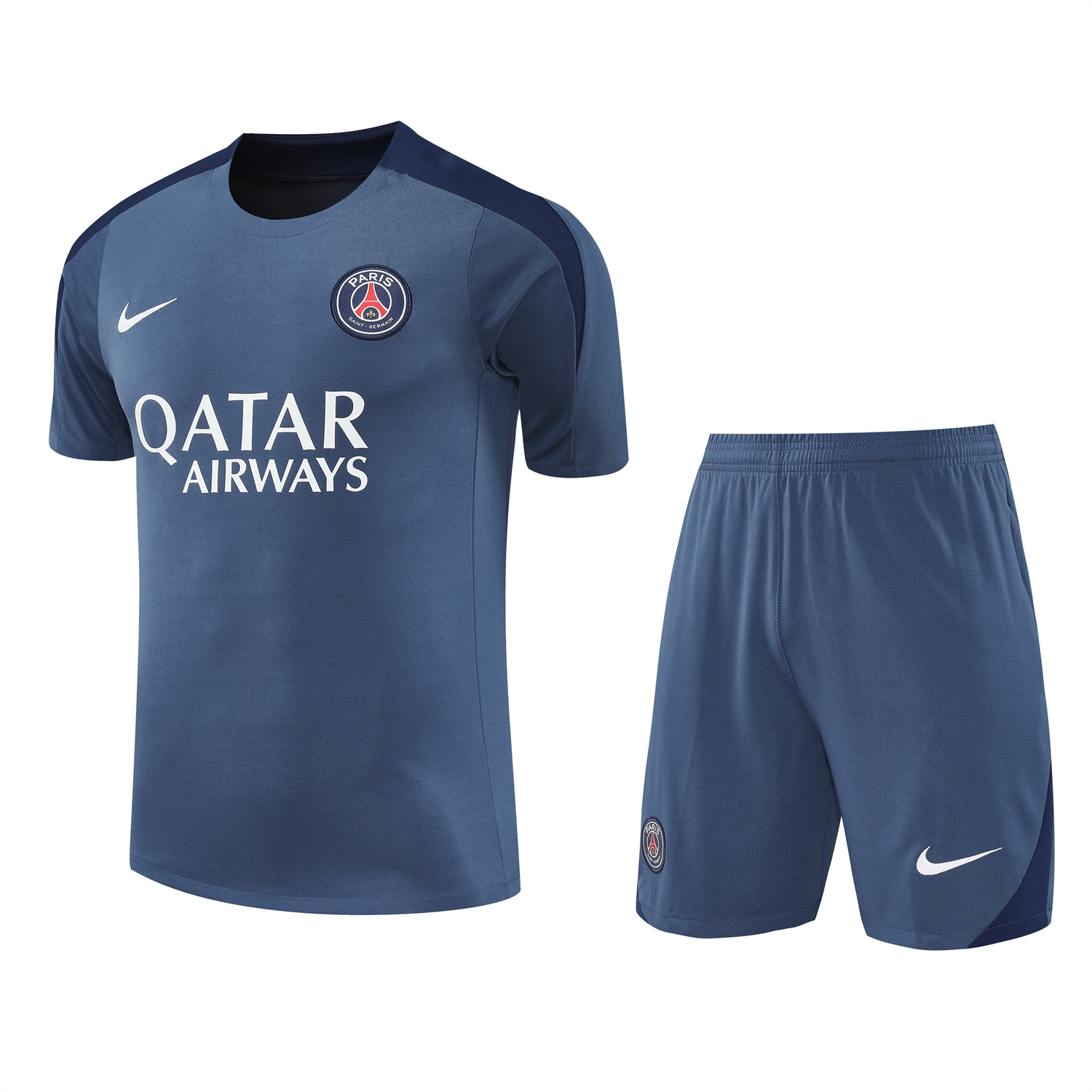 Paris Saint-Germain PSG 25-26 Short-Sleeve Training Set - Deep Blue Top & Deep Blue Shorts - ReplicasJersey