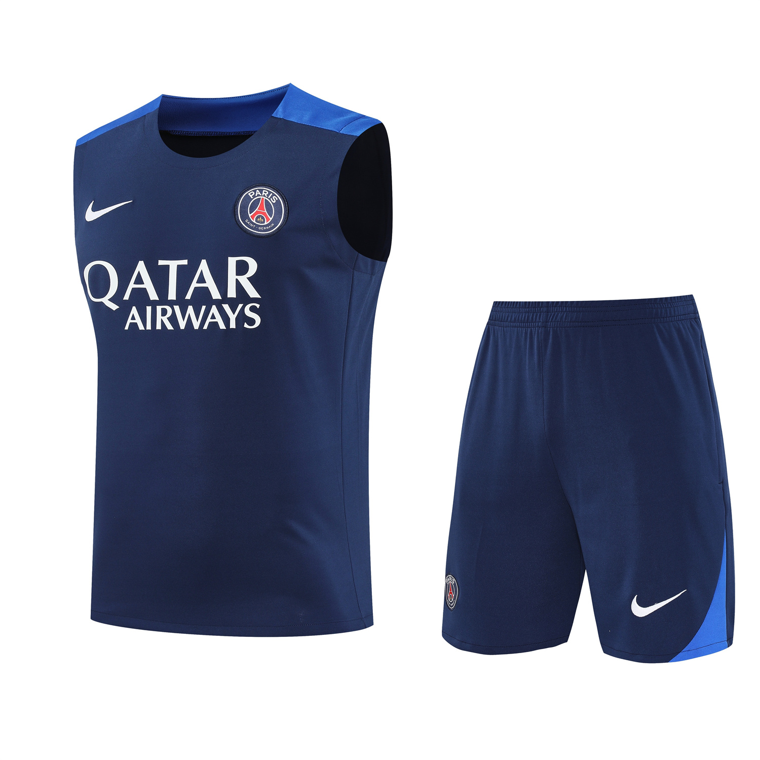 Paris Saint-Germain PSG 25-26 Vest Training Set - Royal Blue Vest & Royal Blue Shorts - ReplicasJersey