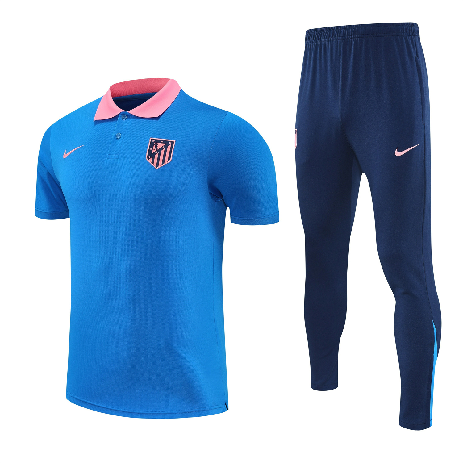 Atletico Madrid 25-26 POLO Short-Sleeve Training Set - Blue Top & Deep Blue Pants - ReplicasJersey