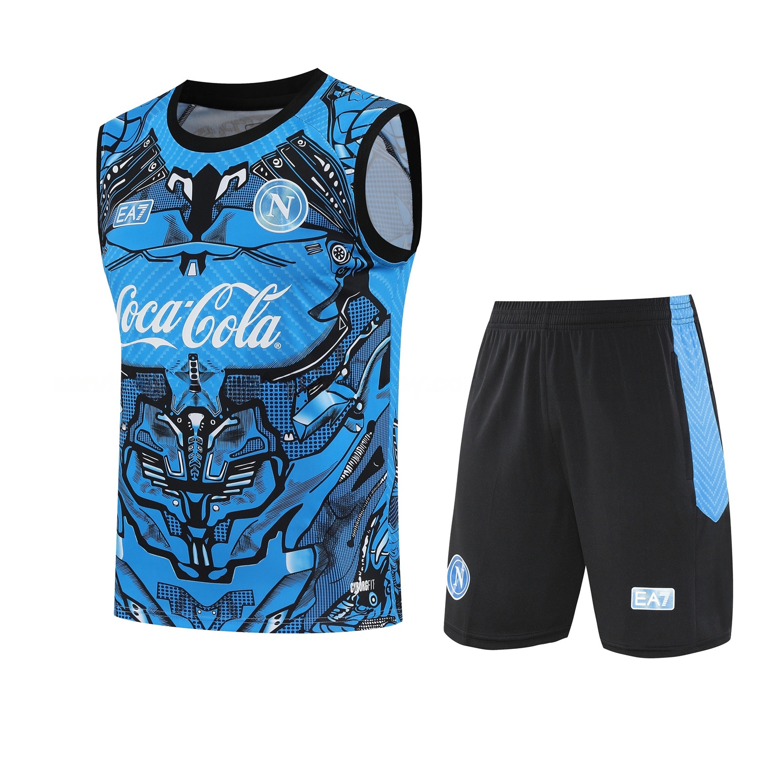 Napoli 25-26 Vest Training Set - Blue Mecha Vest & Black Shorts - ReplicasJersey