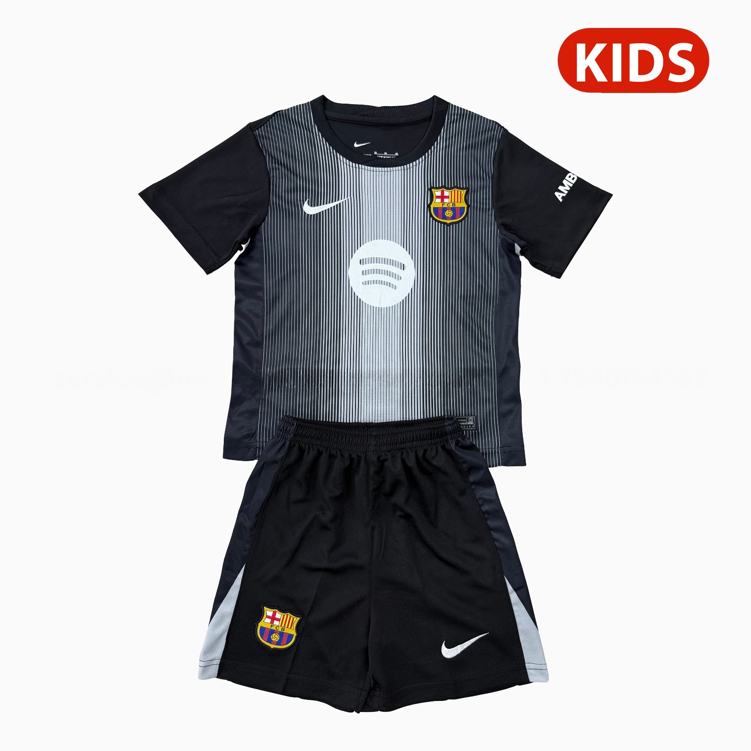 Barcelona 25-26 Black Goalkeeper Kids Kit - ReplicasJersey