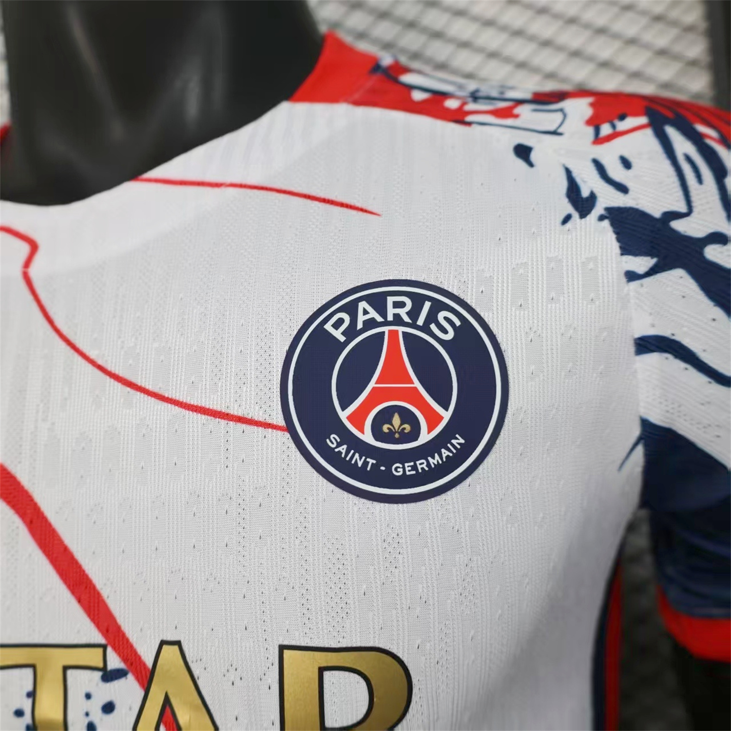 Paris Saint-Germain PSG 25-26 Red And Blue Lines White Special Jersey - Player Version - ReplicasJersey