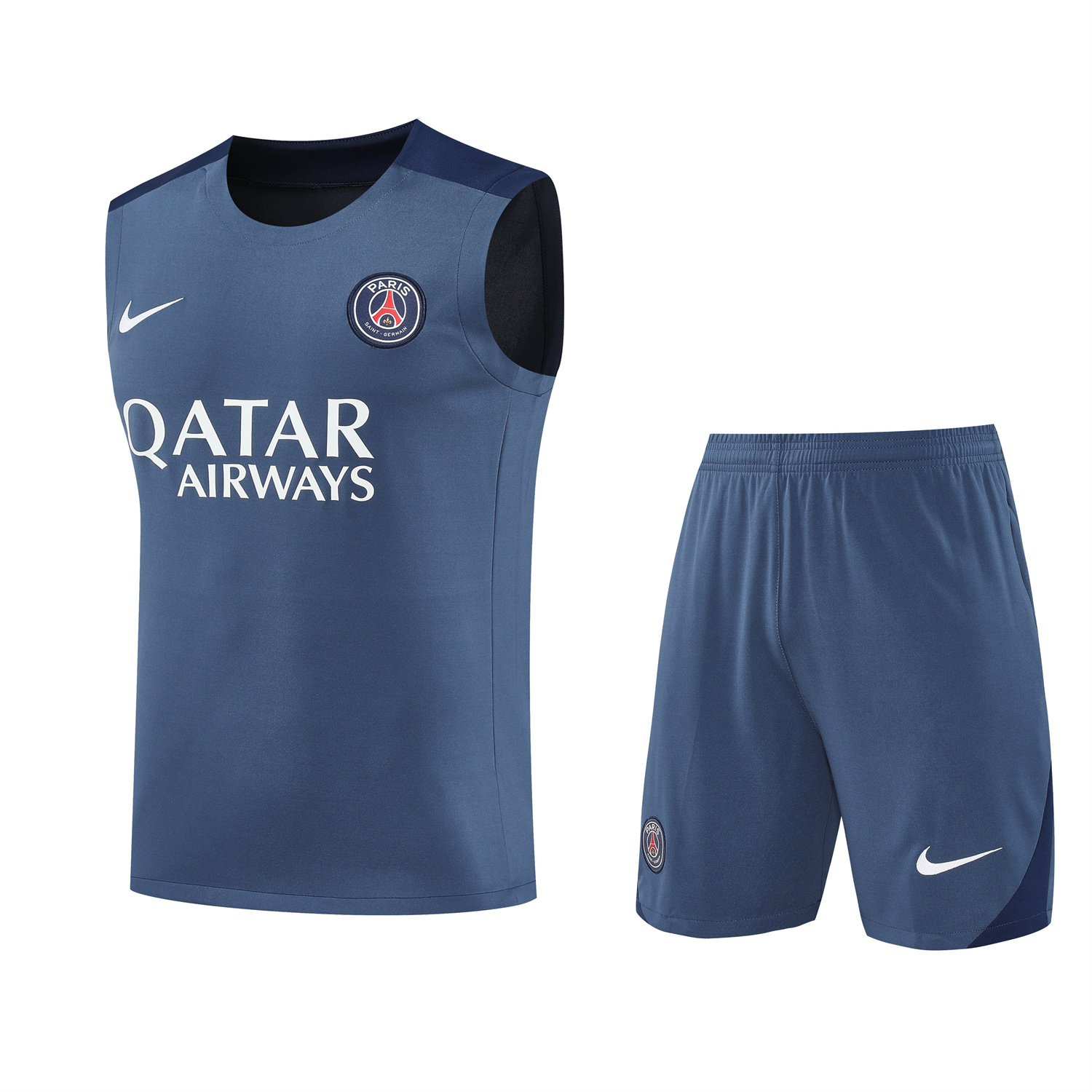 Paris Saint-Germain PSG 25-26 Vest Training Set - Deep Blue Vest & Deep Blue Shorts - ReplicasJersey