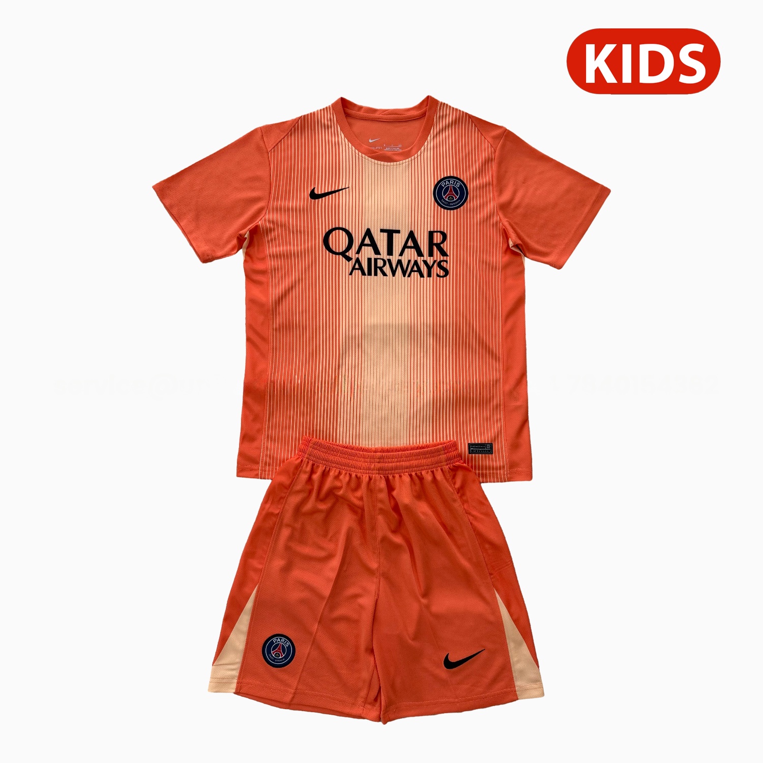 Paris Saint-Germain PSG 25-26 Orange Goalkeeper Kids Kit - ReplicasJersey