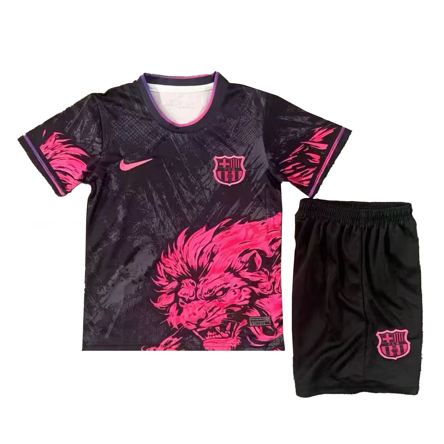 Barcelona 25-26 Pink Lion Black Special Kids Kit - ReplicasJersey
