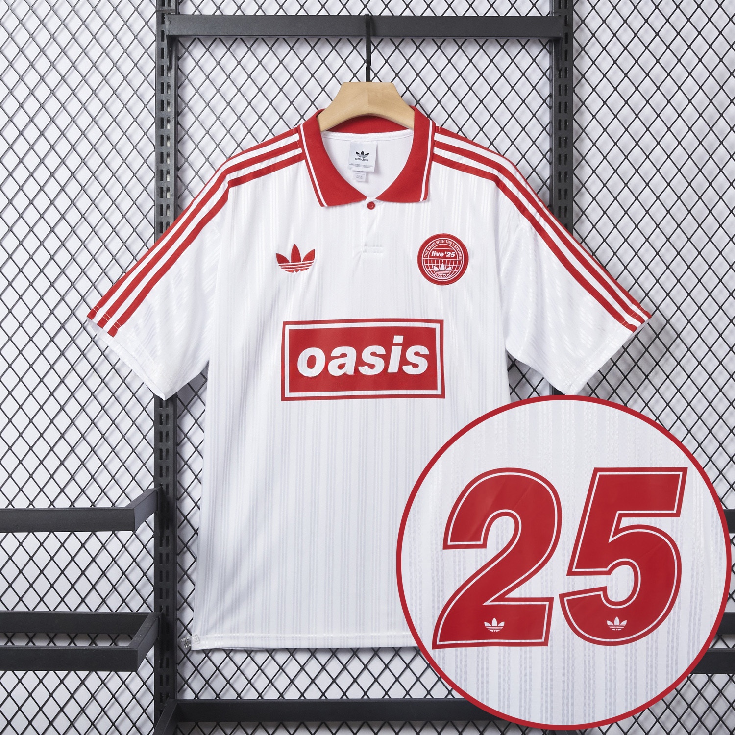Bohemian 25-26 Oasis Originals Tour White And Red Jersey With Number 25 - Fans Version - ReplicasJersey