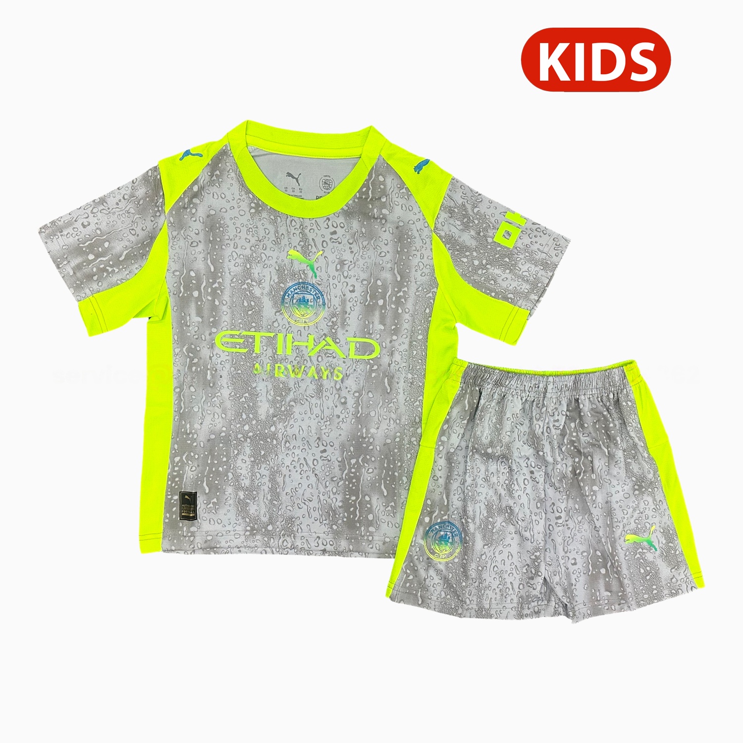 Manchester City 25-26 Third Gray Kids Kit - ReplicasJersey