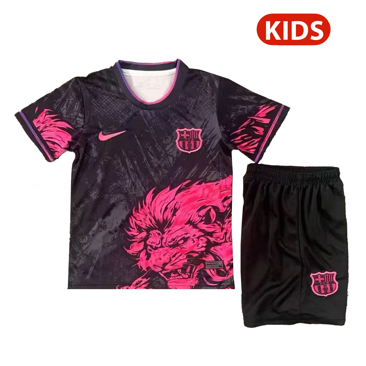 Barcelona 25-26 Pink Lion Black Special Kids Kit - ReplicasJersey