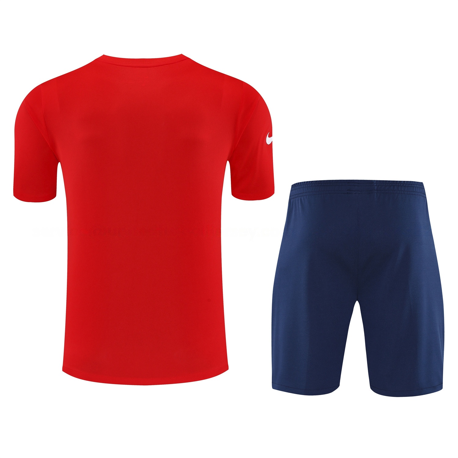 Atletico Madrid Short-Sleeve Training Set - Red White Top & Blue Shorts - ReplicasJersey