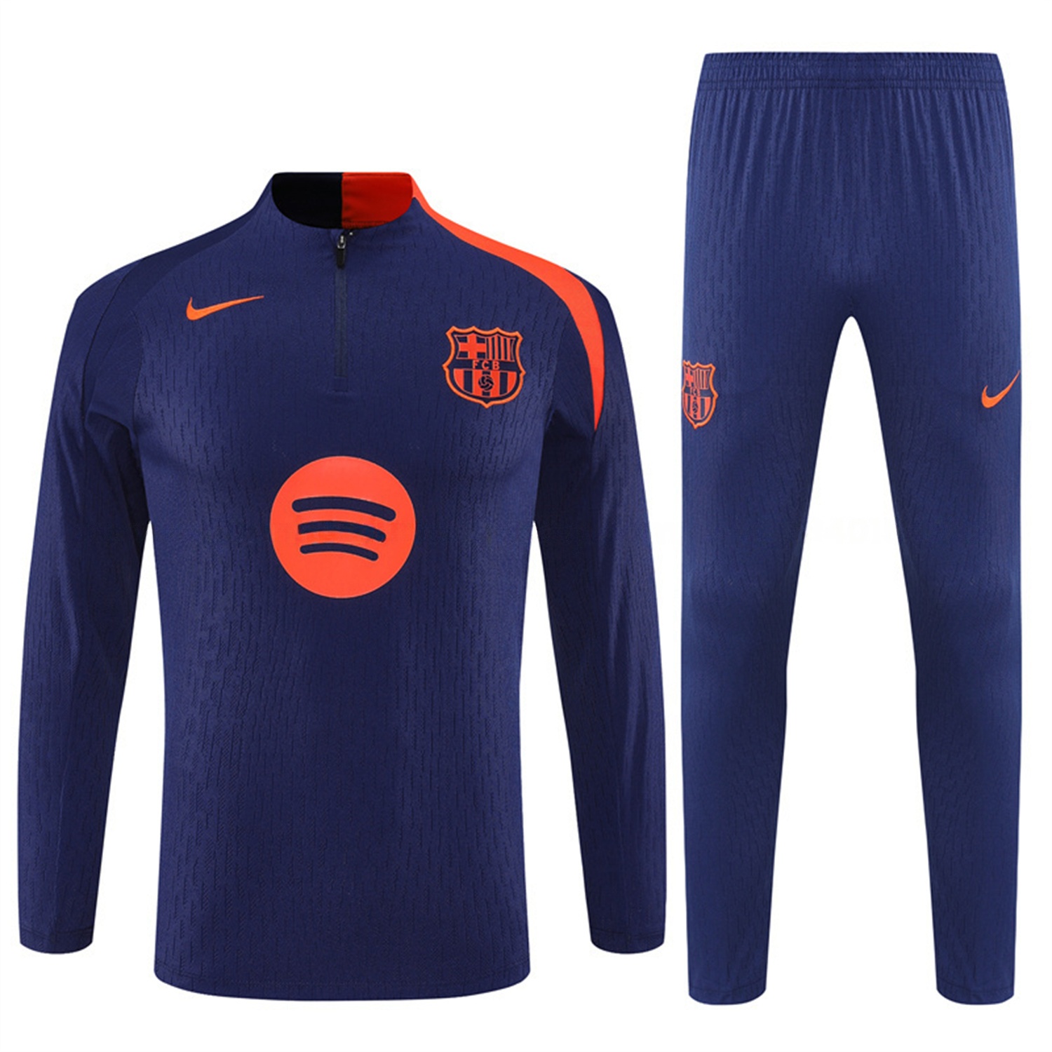 Barcelona 25-26 Kids Long Sleeve Training Set - Royal Blue Top Orange Sponsor & Royal Blue Pants - ReplicasJersey
