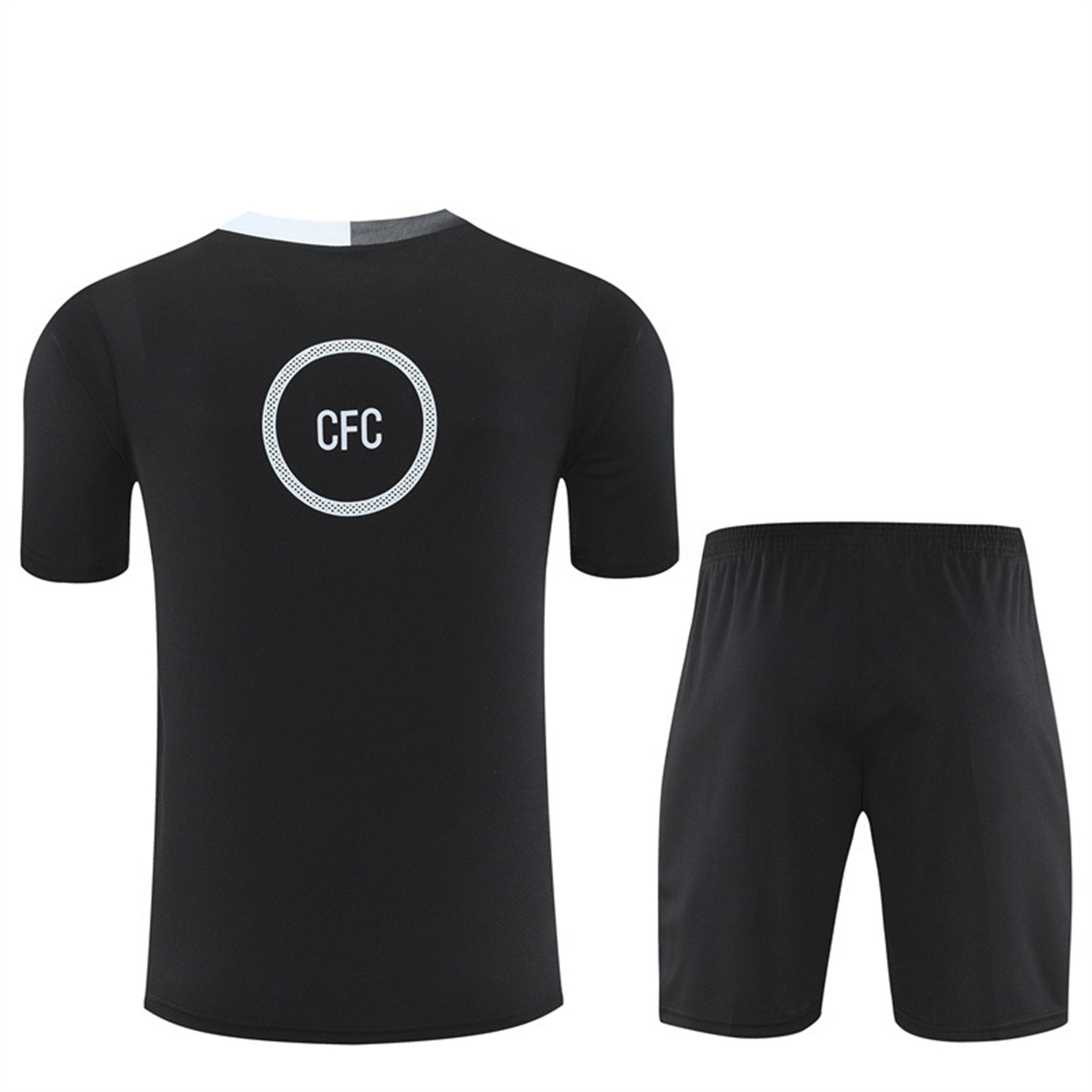 C.H.E.L.S.E.A 25-26 Kids Short-Sleeve Training Set - Black Top & Black Shorts - ReplicasJersey