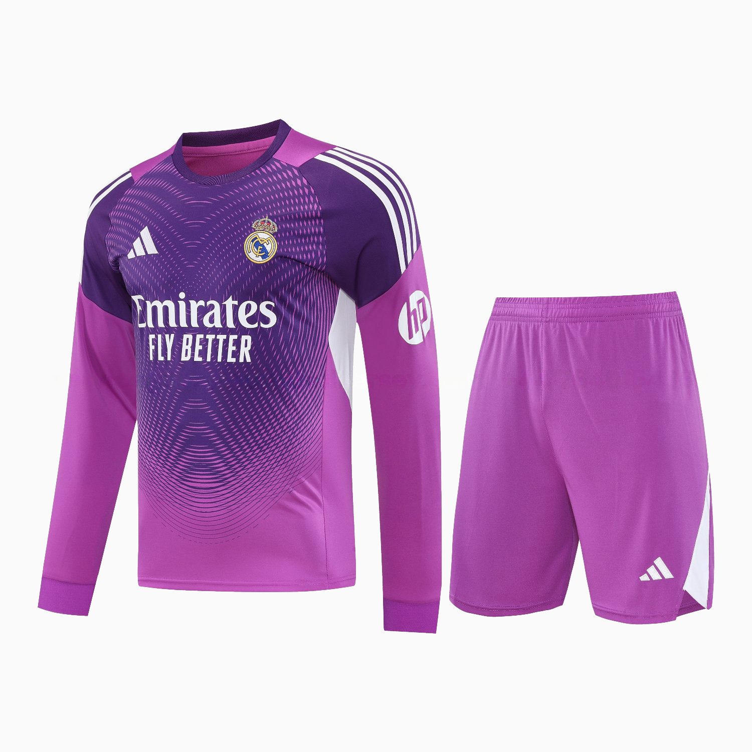 Real Madrid 25-26 Longt-Sleeve Training Set - Purple Top & Purple Shorts - ReplicasJersey