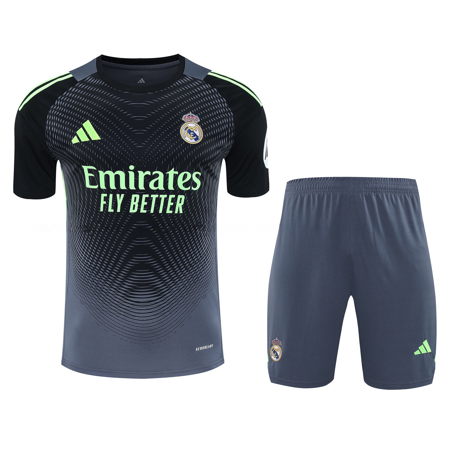 Real Madrid 25-26 Short-Sleeve Training Set - Deep Gray Top & Gray Shorts - ReplicasJersey