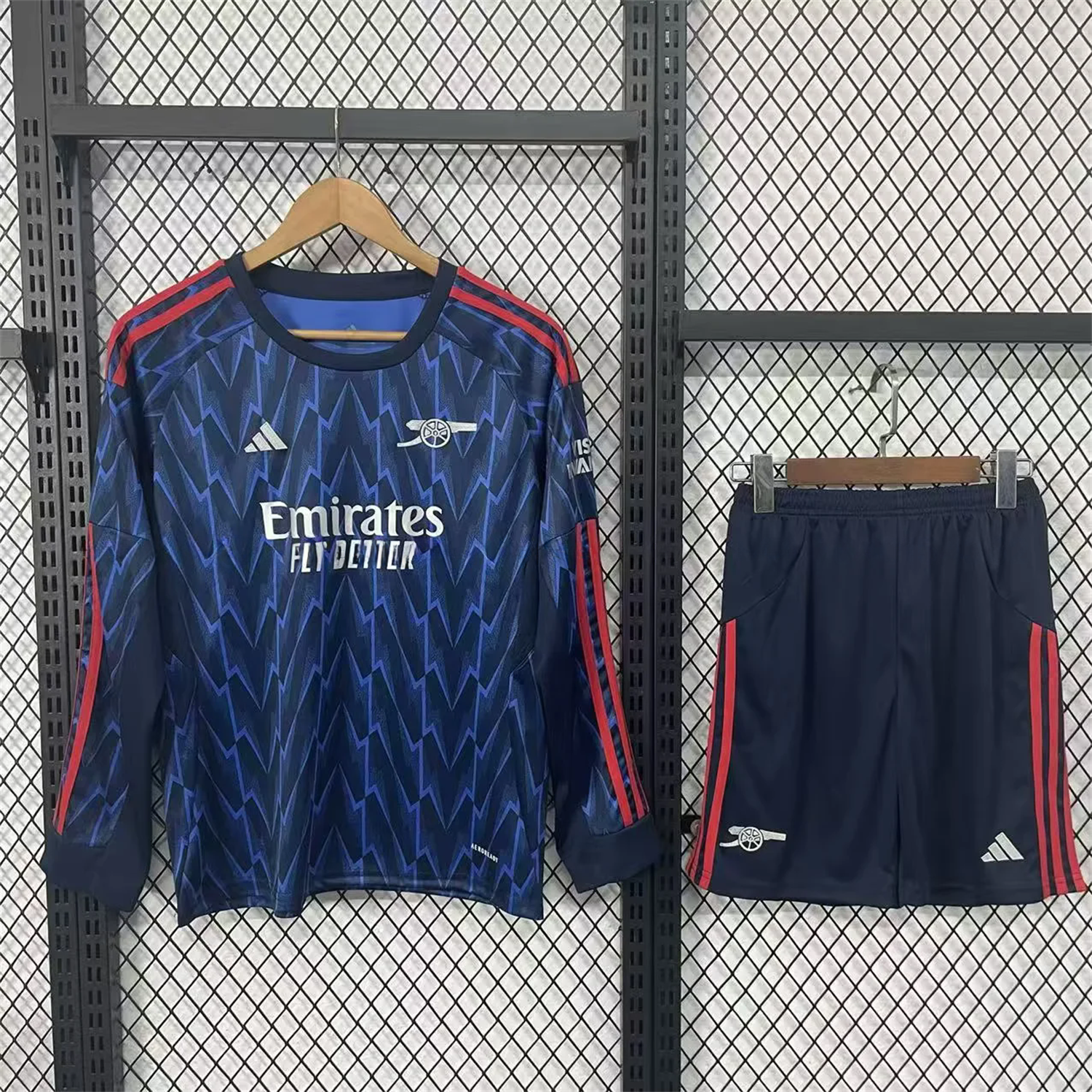 Arsenal 25-26 Away Blue Long Sleeves Kids Kit - ReplicasJersey