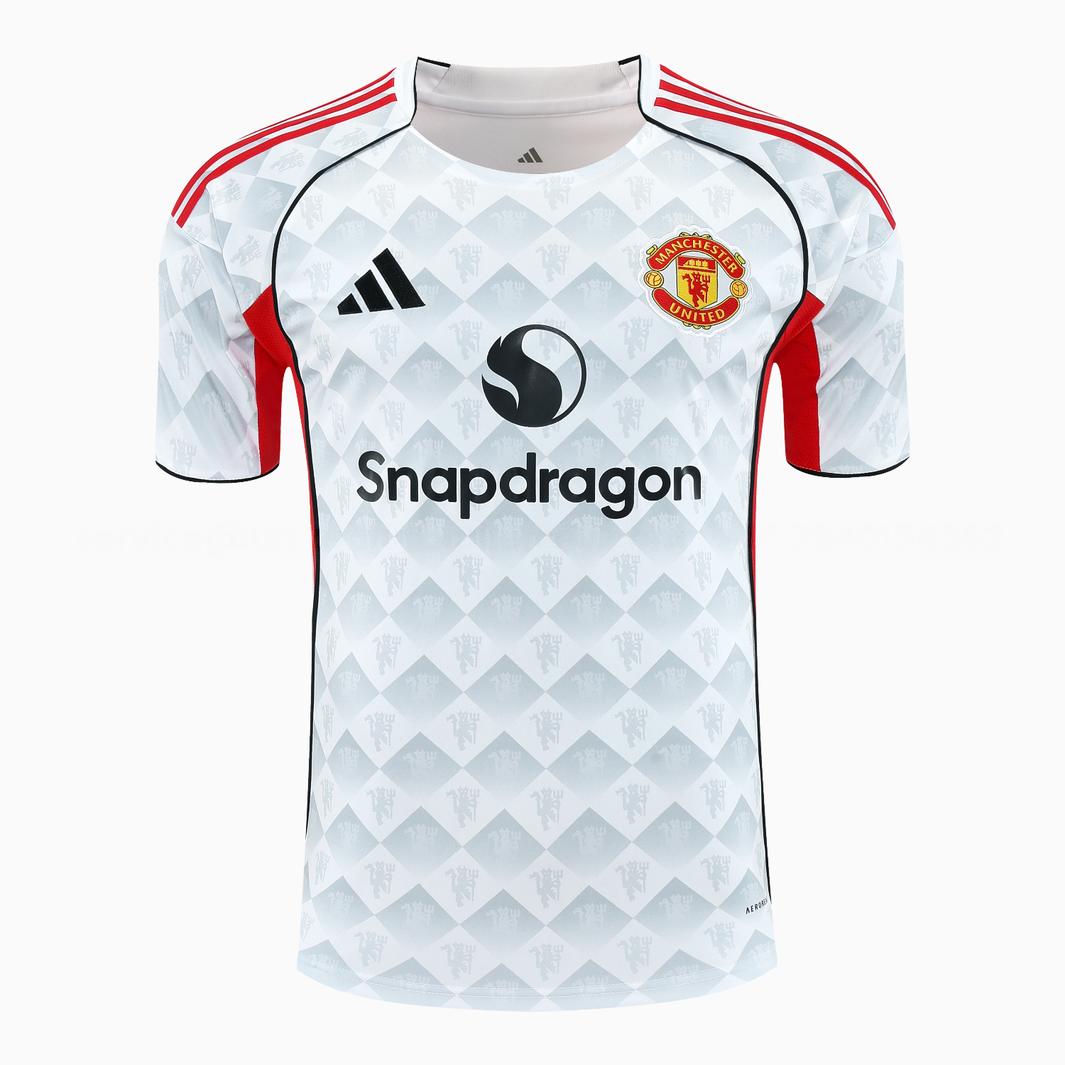 Manchester United 25-26 Short-Sleeve Training Set - Red Edge White Top & Black Shorts - ReplicasJersey