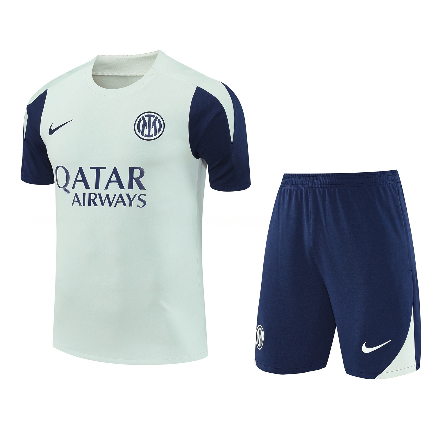 Inter Milan 25-26 Short-Sleeve Training Set - Blue Sleeve White Top & Blue Shorts - ReplicasJersey