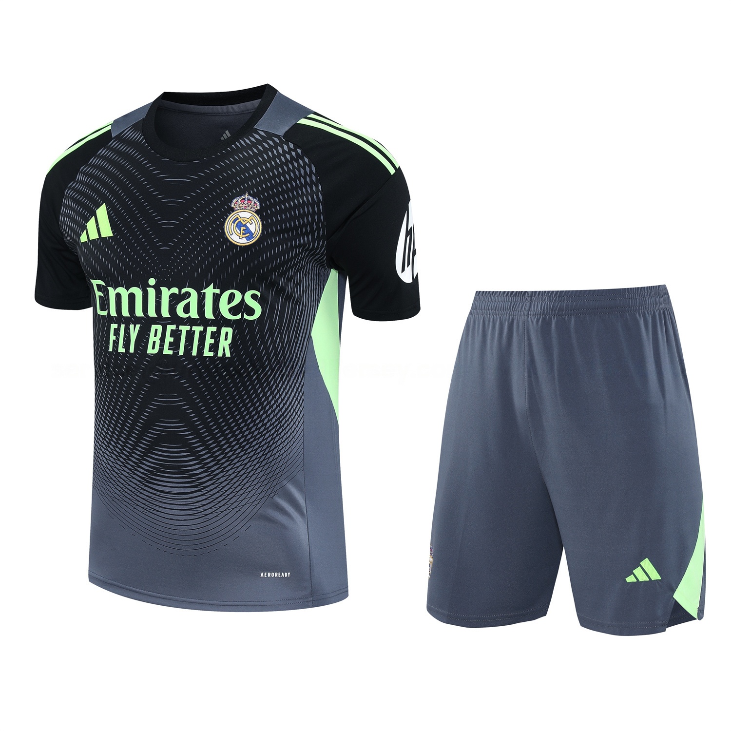 Real Madrid 25-26 Short-Sleeve Training Set - Deep Gray Top & Gray Shorts - ReplicasJersey