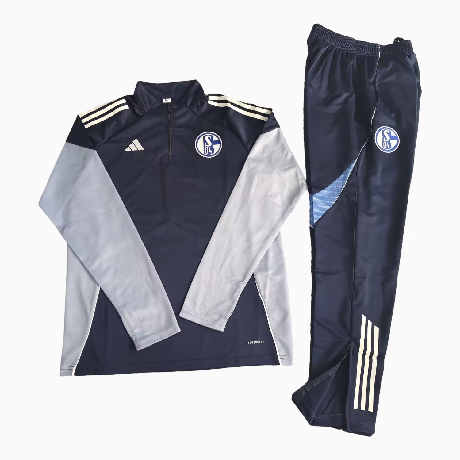 Schalke 04 25-26 Long Sleeve Training Set - Deep Blue Top & Deep Blue Pants - ReplicasJersey