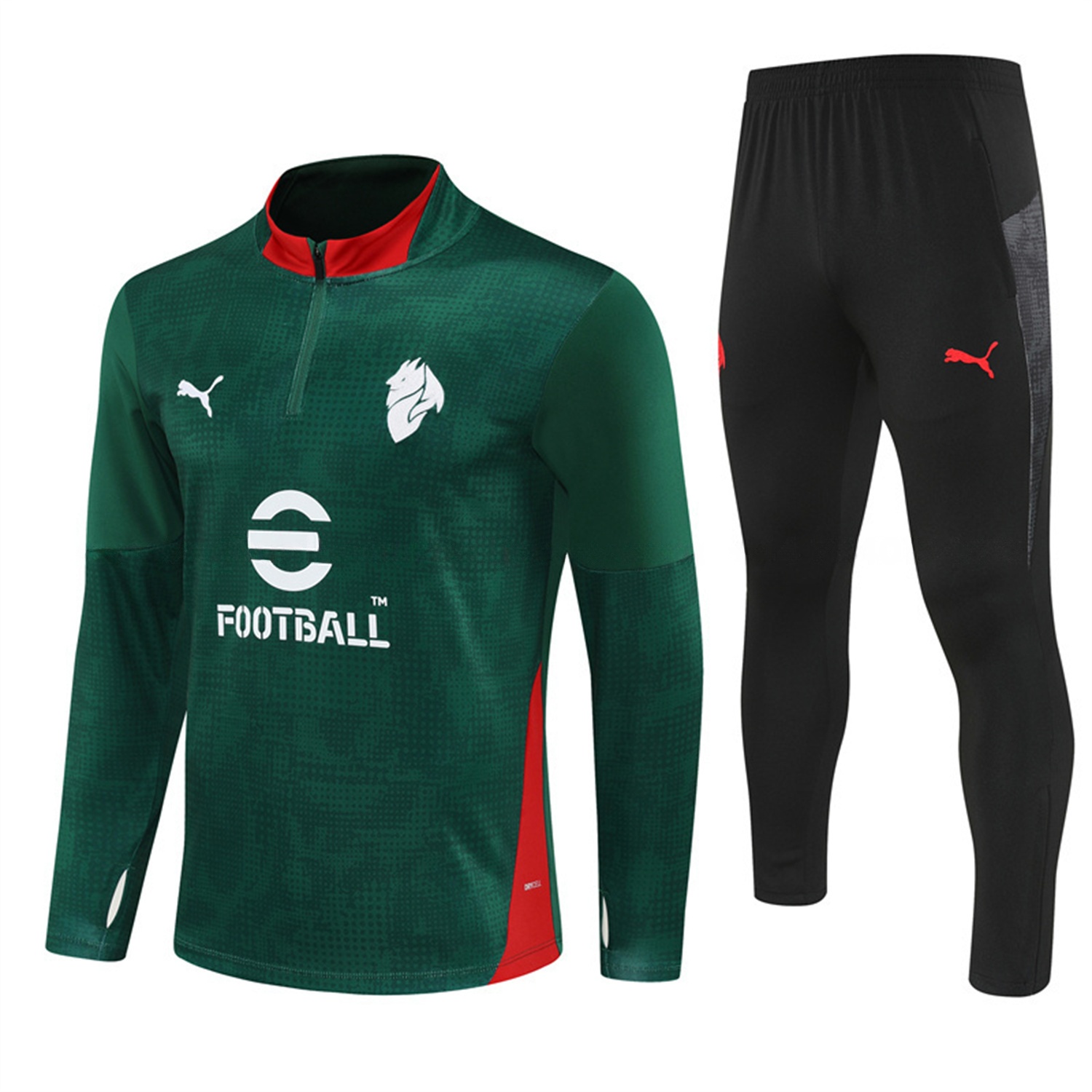 AC Milan 25-26 Long Sleeve Training Set - Army Green Top & Black Pants - ReplicasJersey