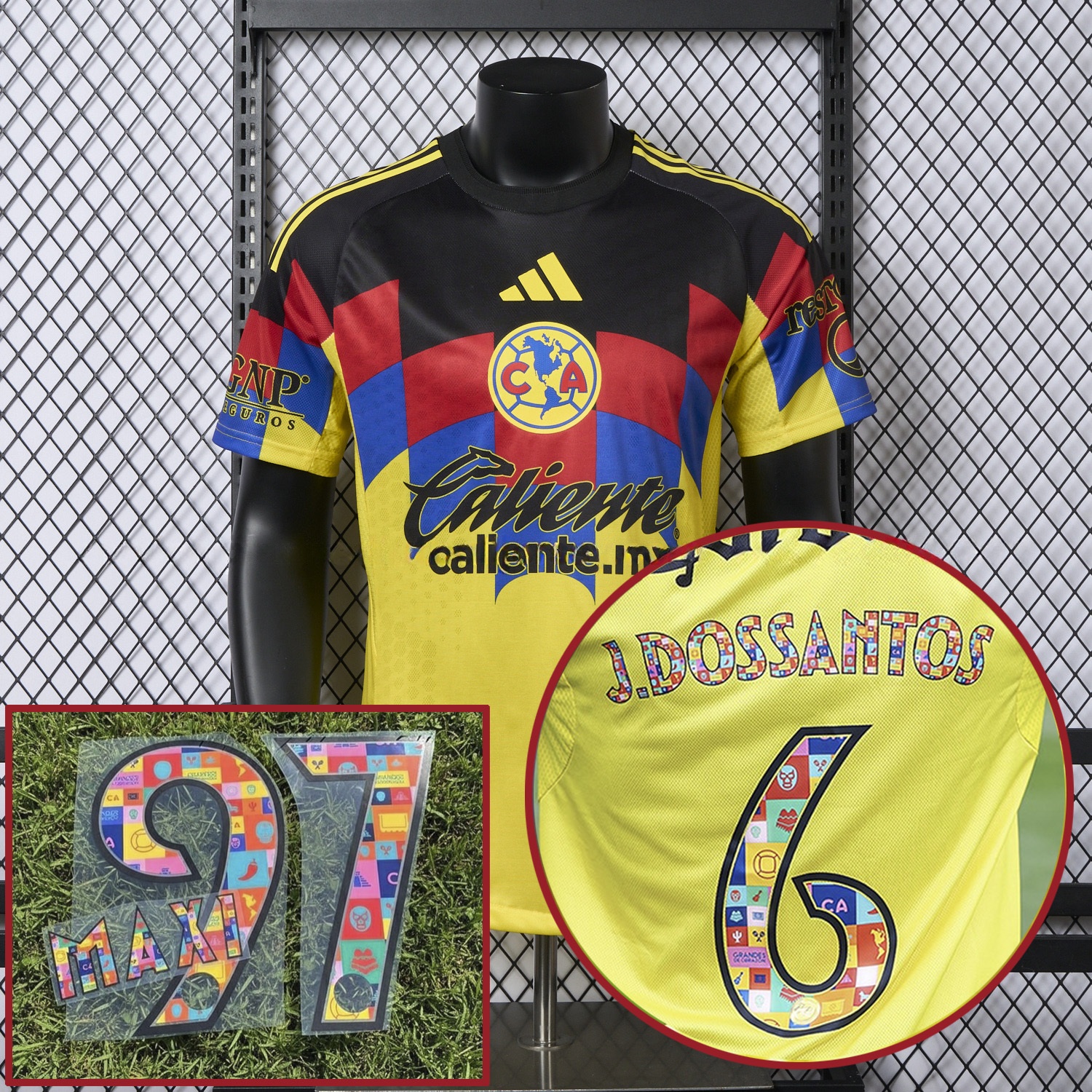 【El Día de Muertos Font】Club América 25-26 Home Yellow Jersey - Player Version - ReplicasJersey