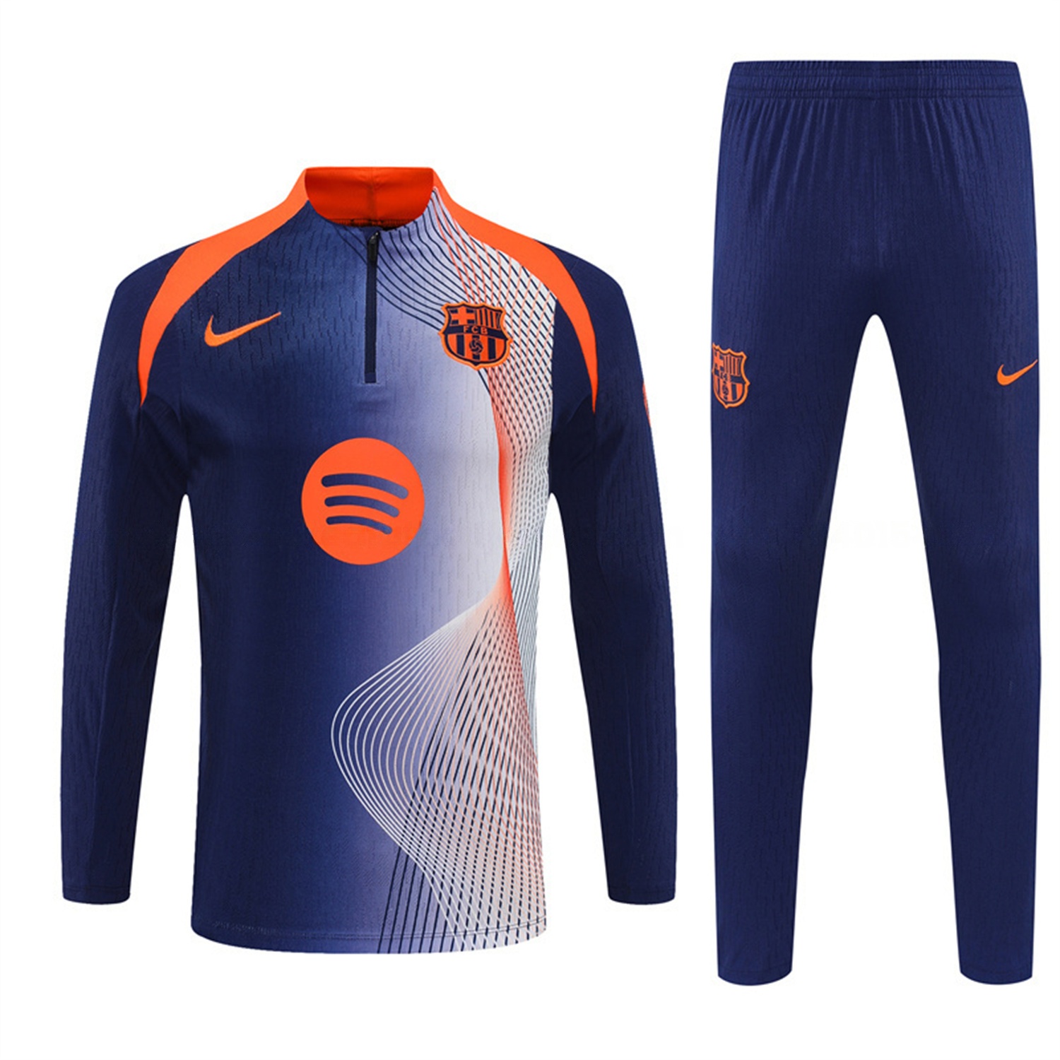 Barcelona 25-26 Long Sleeve Training Set - Red Blue Line Top & Blue Pants - ReplicasJersey