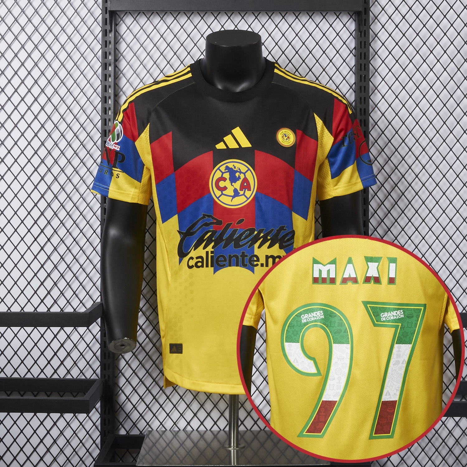【Three-color Font】Club América 25-26 Home Yellow Jersey - Player Version - ReplicasJersey