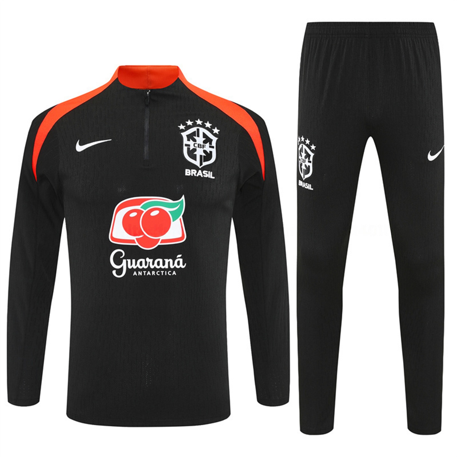 Brazil 25-26 Long Sleeve Training Set - Player Version - Black Top and Pants - ReplicasJersey