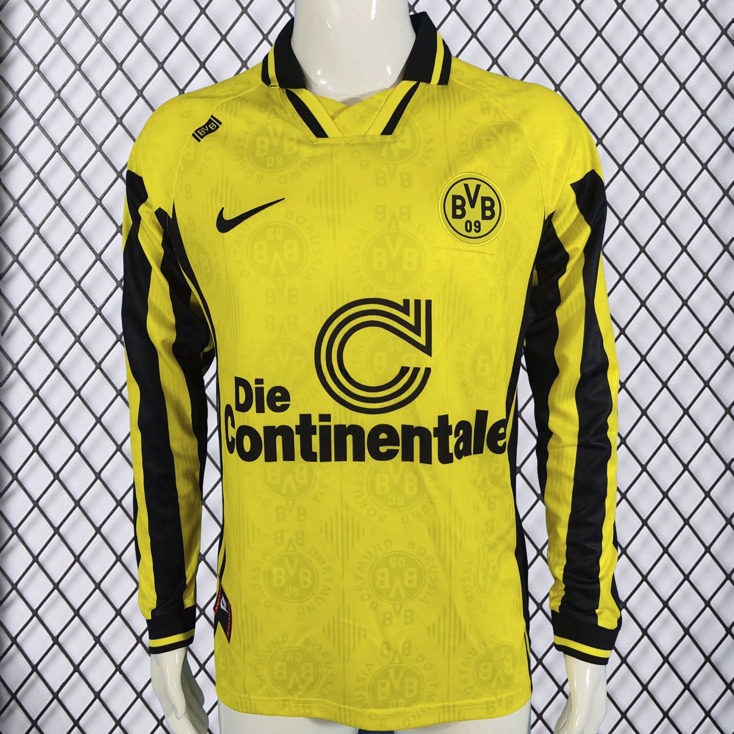 Retro Dortmund 1996-97 Home Long Sleeves Jersey - ReplicasJersey