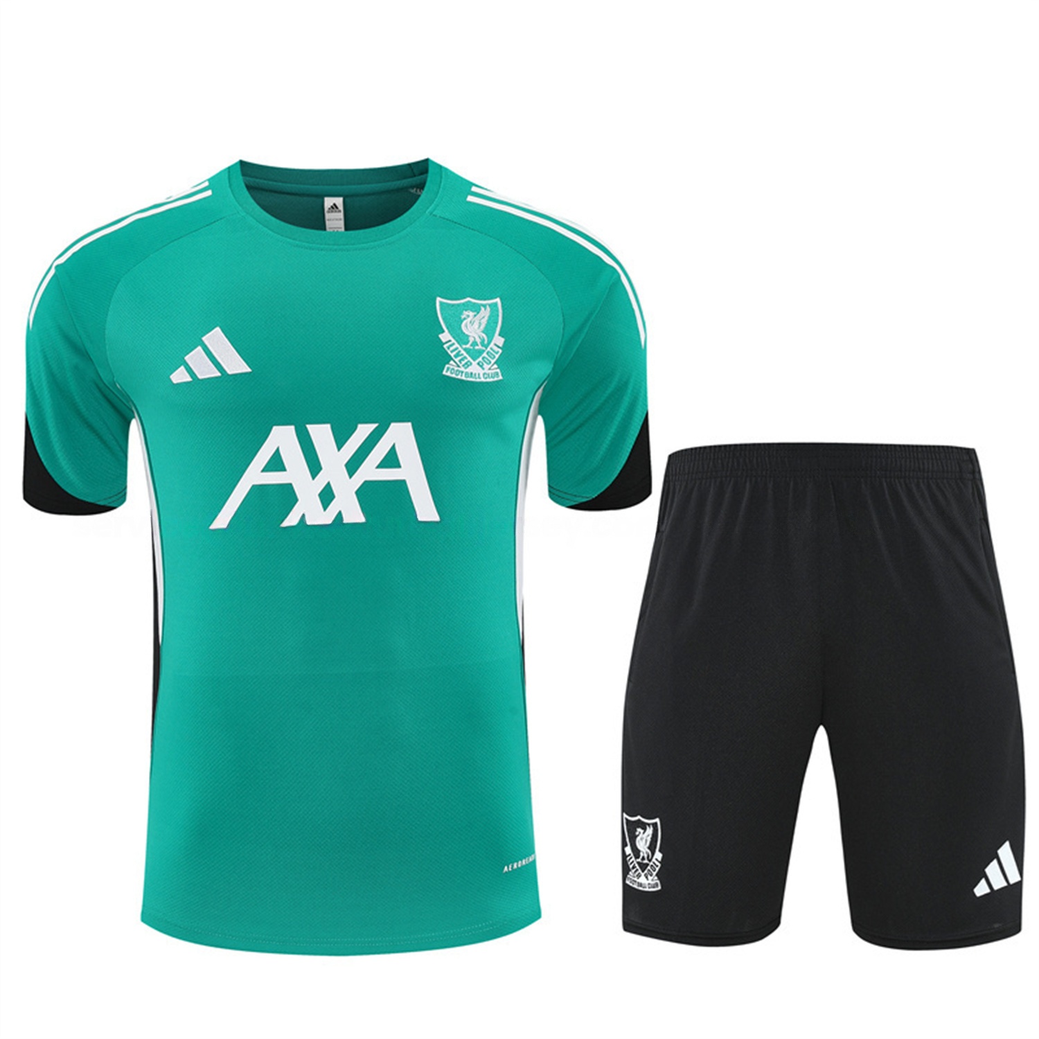 Liver.pool 25-26 Short-Sleeve Training Set - Green Top & Black Shorts - ReplicasJersey