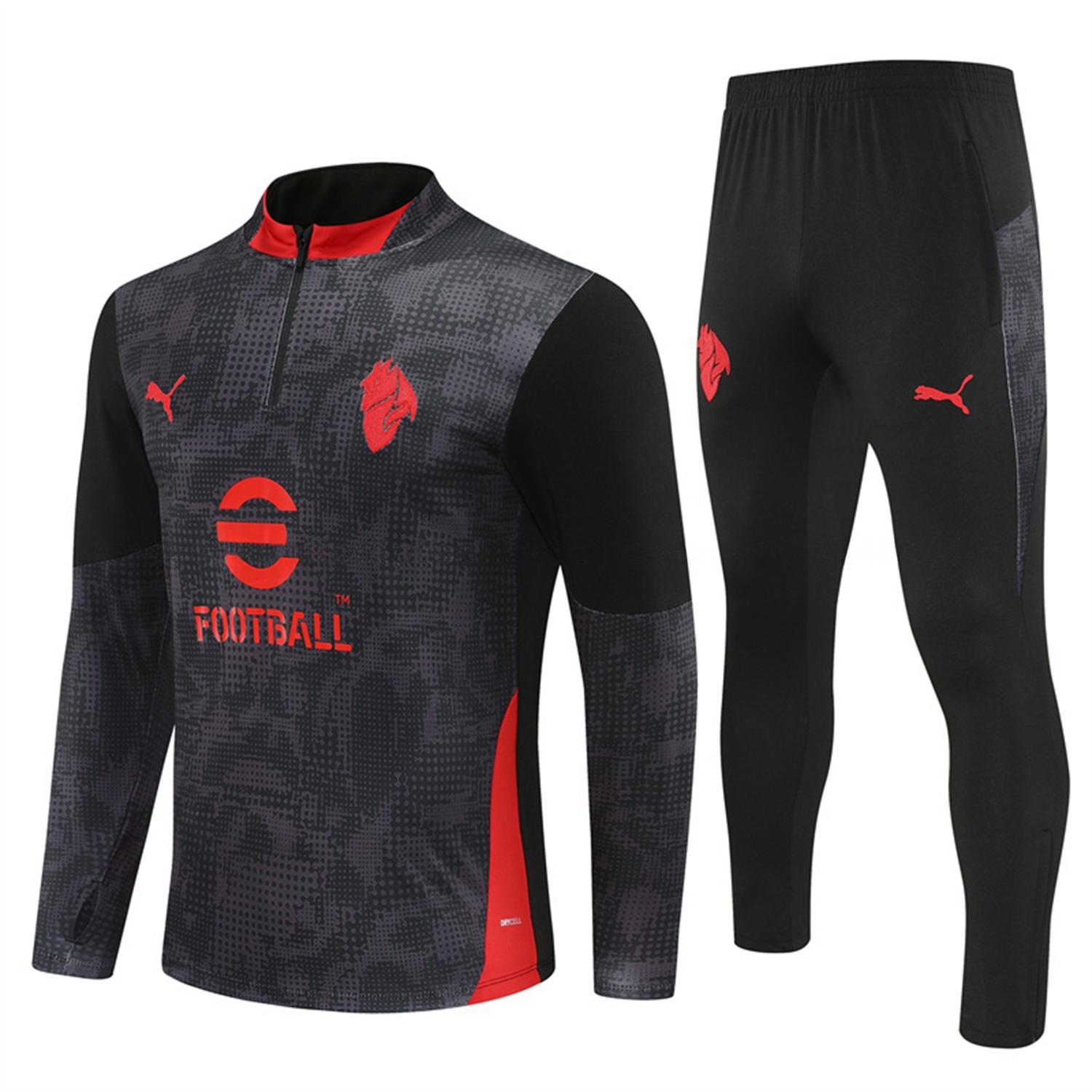 AC Milan 25-26 Long Sleeve Training Set - Black Top & Black Pants - ReplicasJersey