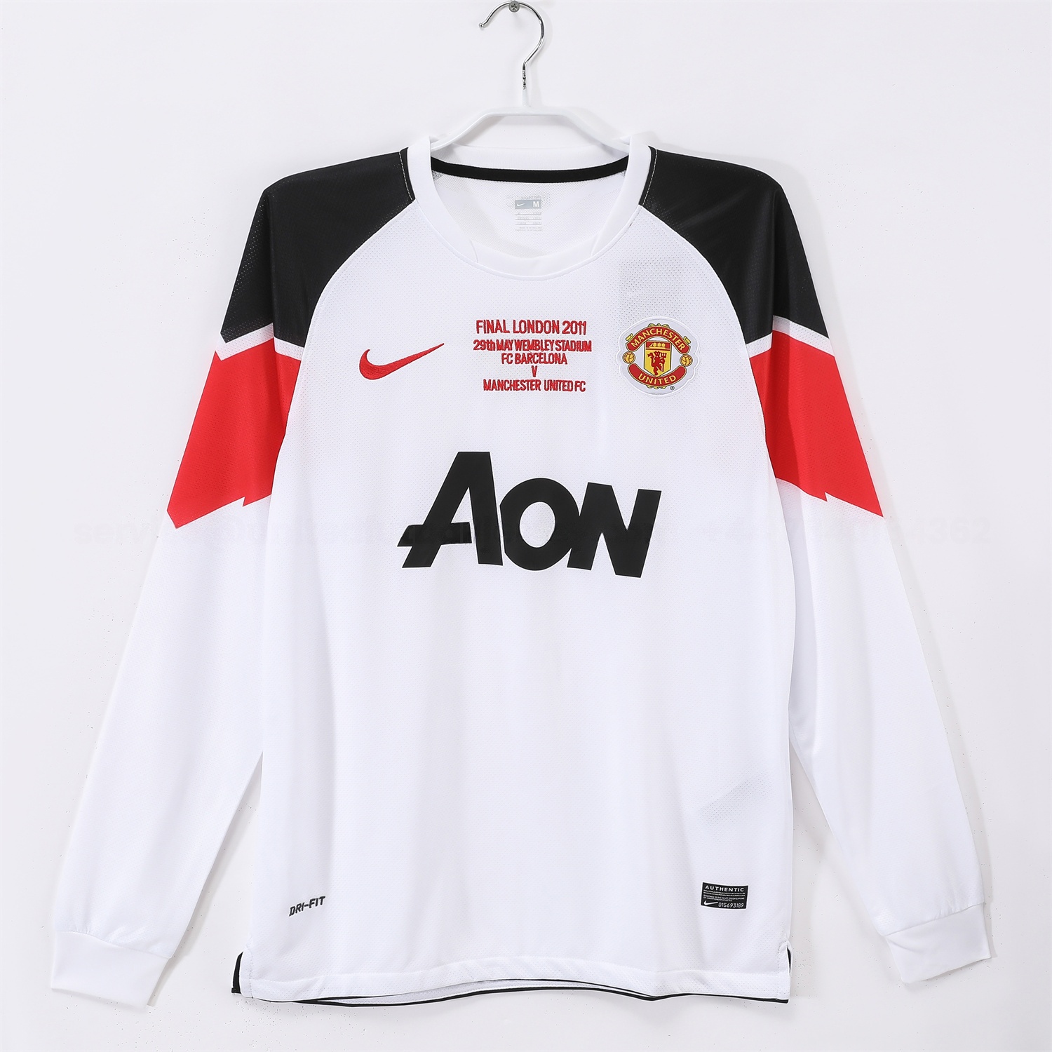 Retro Manchester United 10-11 Away Long Sleeves Jersey - Champions League Final Version - ReplicasJersey