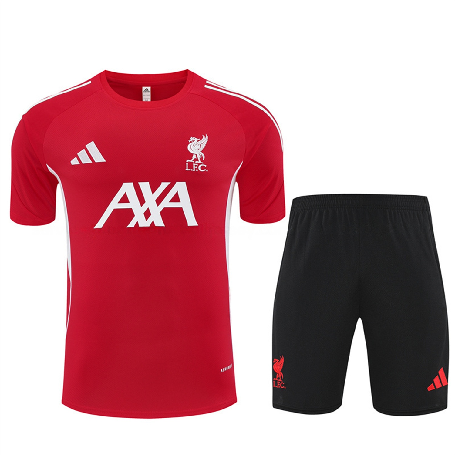 Liver.pool 25-26 Kids Short-Sleeve Training Set - Red Top & Black Shorts - ReplicasJersey