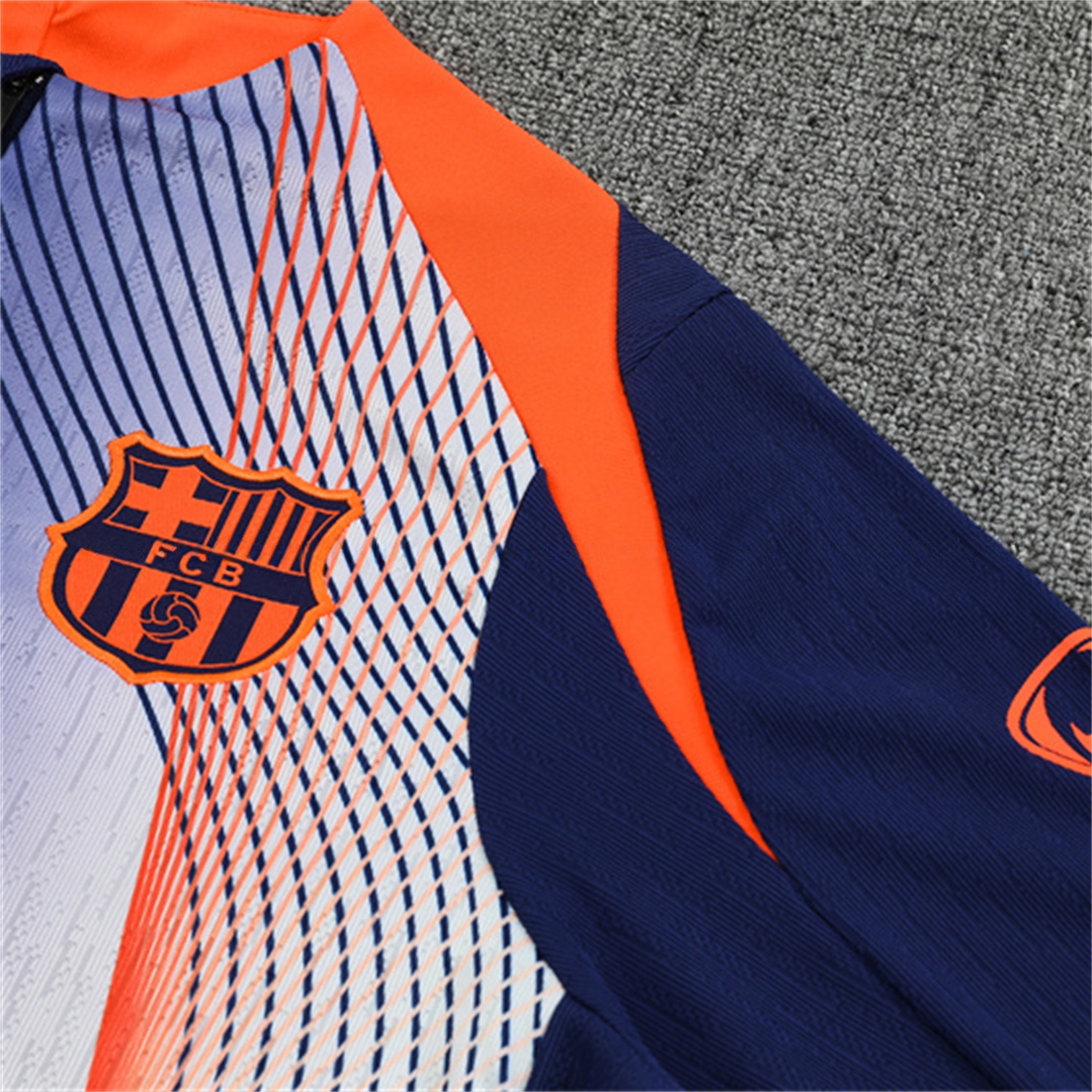 Barcelona 25-26 Kids Long Sleeve Training Set - Red Blue Line Top & Blue Pants - ReplicasJersey