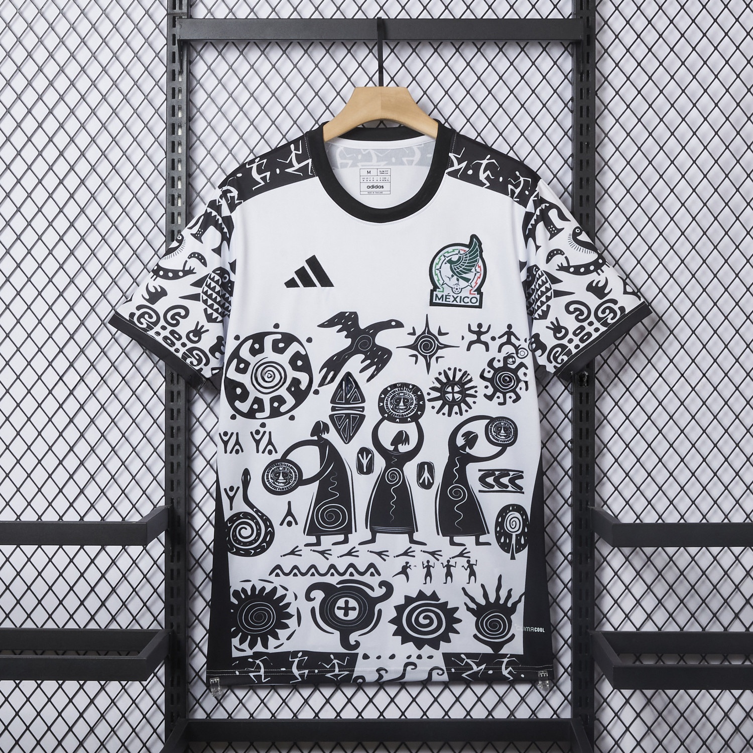 Mexico 25-26 Mayan Cvilization Black And White Special Jersey - Fans Version - ReplicasJersey