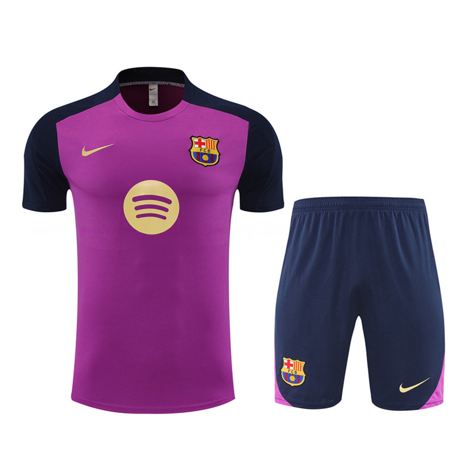 Barcelona 25-26 Short-Sleeve Training Set - Purple Top & Deep Blue Shorts - ReplicasJersey