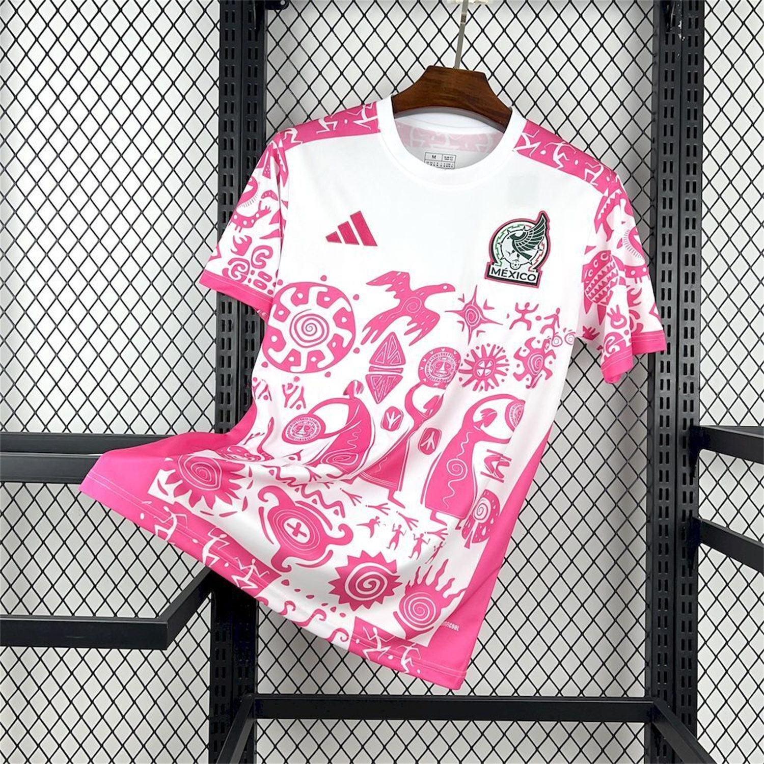 Mexico 25-26 Mayan Cvilization Pink And White Special Jersey - Fans Version - ReplicasJersey