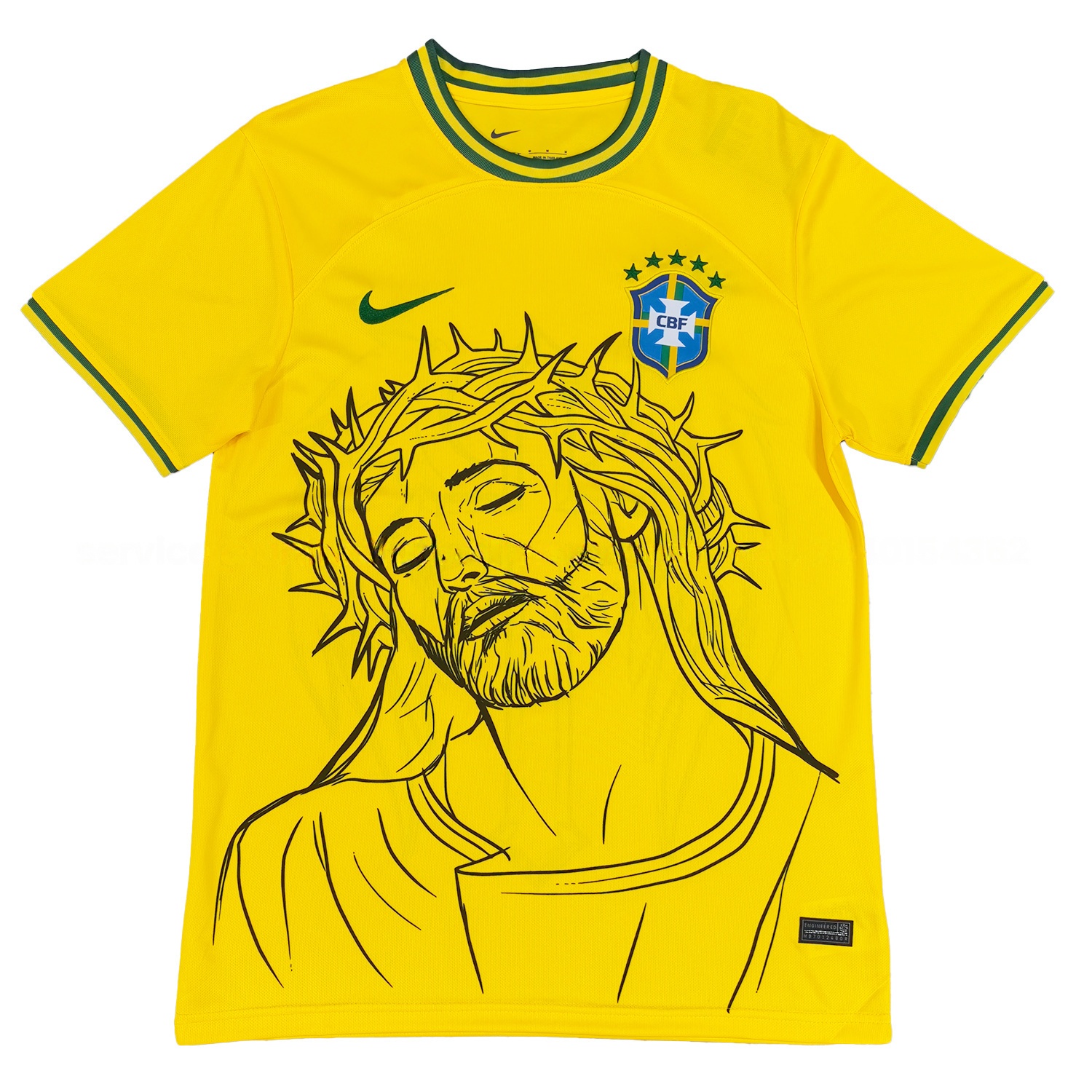 Brazil 25-26 Jesus And Angel Cross Yellow Jersey - Fans Version - ReplicasJersey
