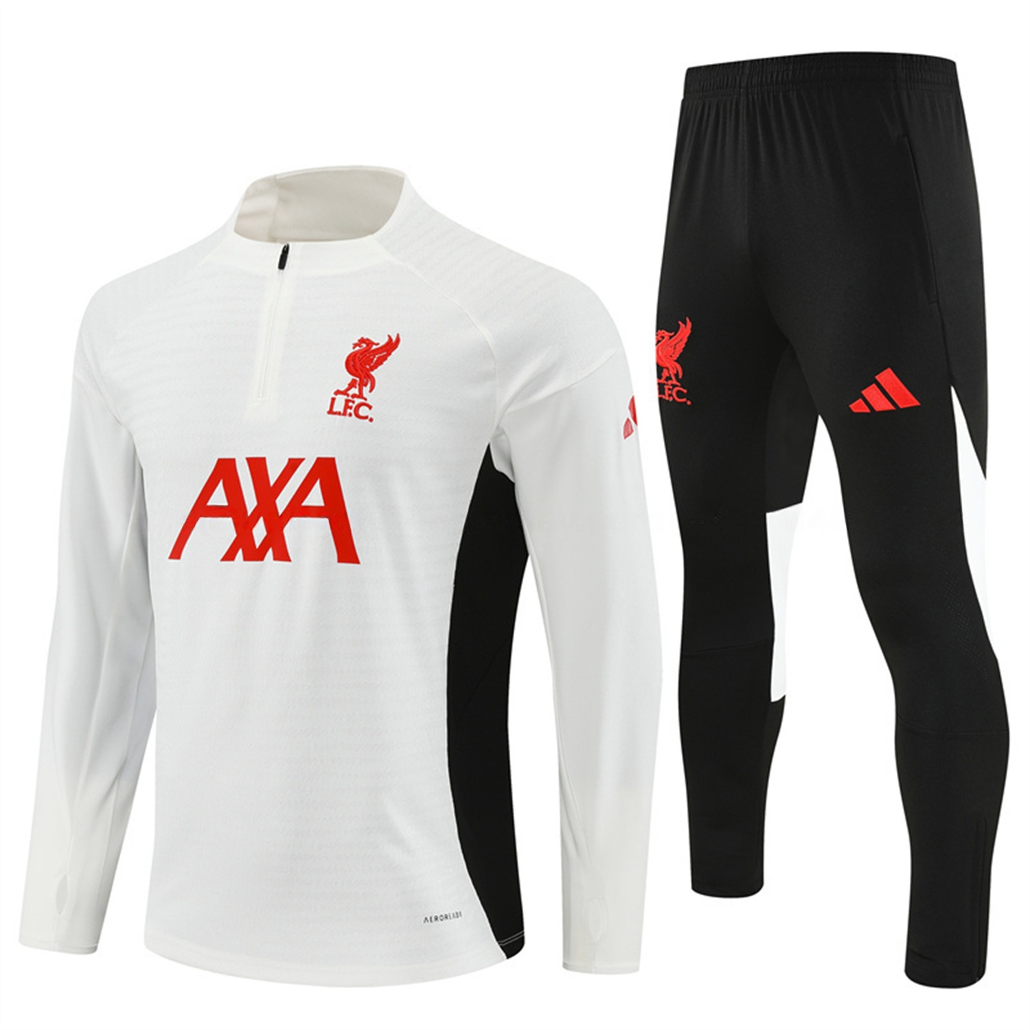 Liver.pool 25-26 Long Sleeve Training Set - Player Version - White Top & Black Pants - ReplicasJersey