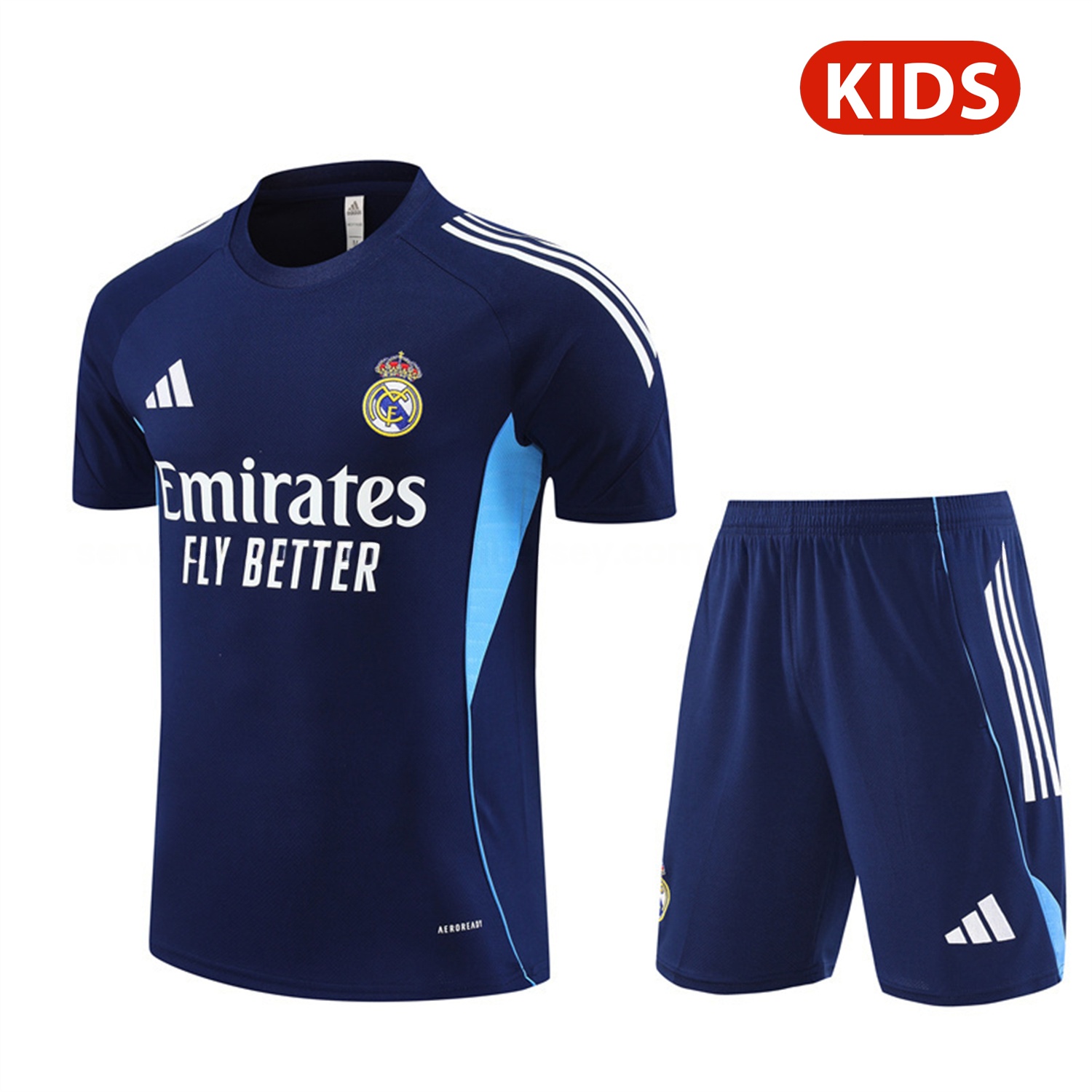 Real Madrid 25-26 Kids Short-Sleeve Training Set - Royal Blue Top & Royal Blue Shorts - ReplicasJersey