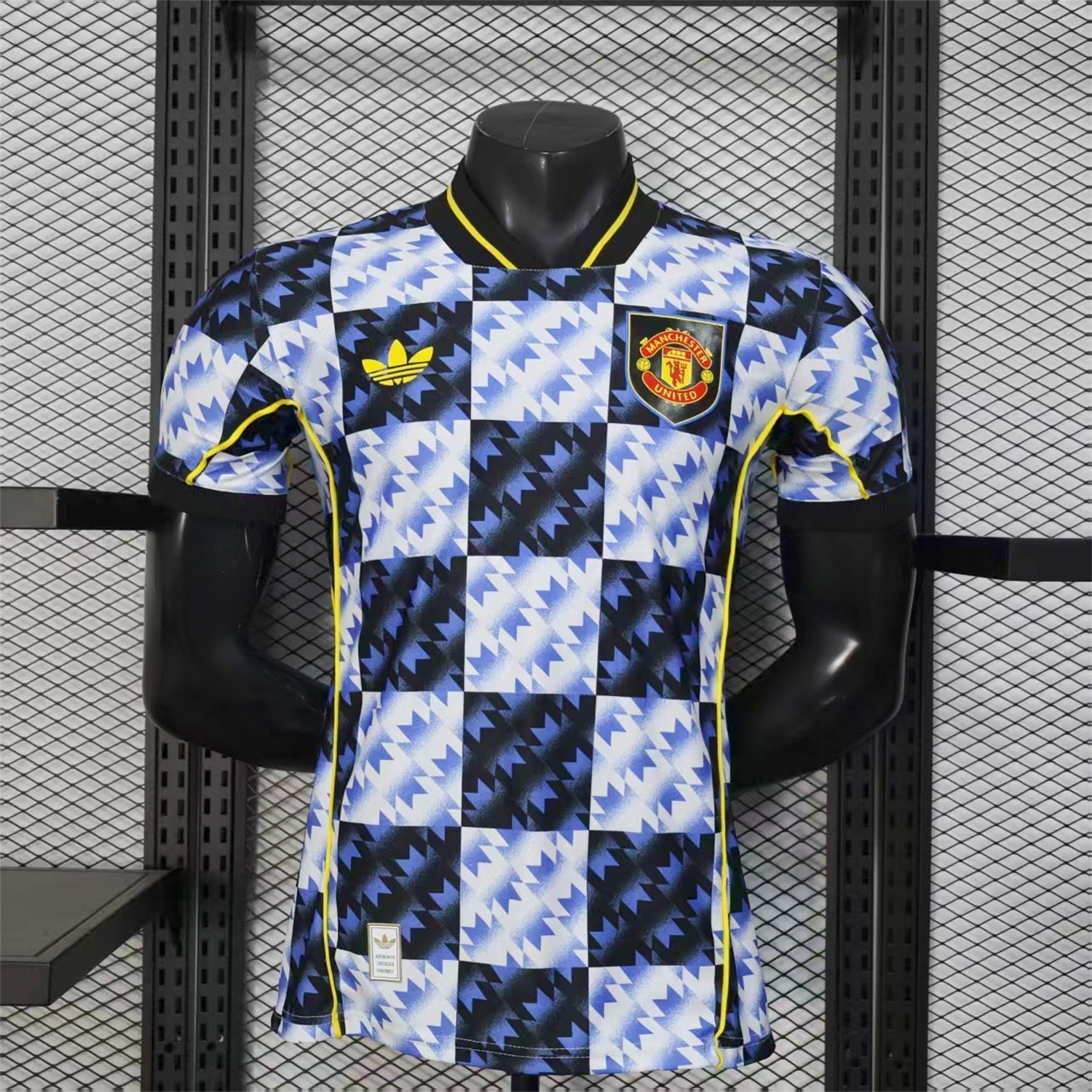 Manchester United 25-26 Blue And Black Checkerboard Special Jersey - Player Version - ReplicasJersey