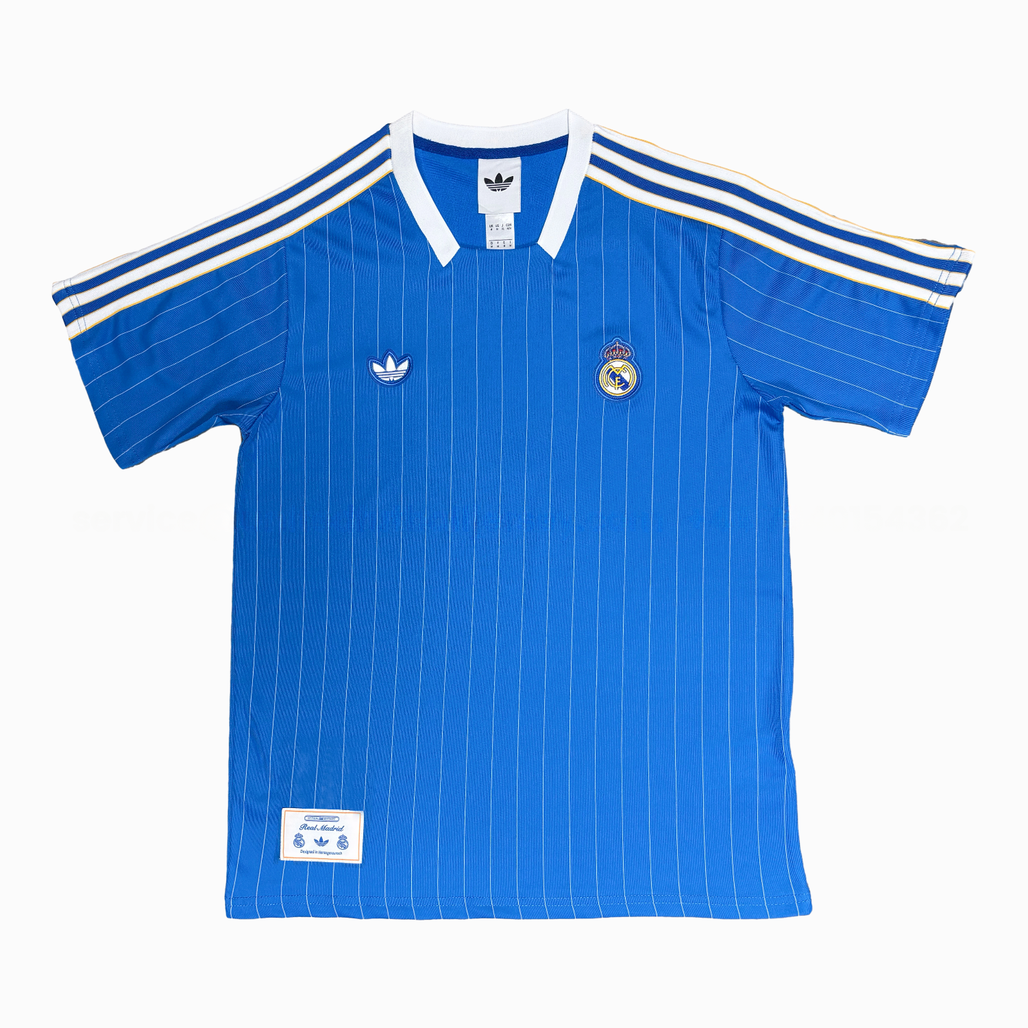 Real Madrid 25-26 Trefoil White Lines Blue Travel Jersey - Fans Version - ReplicasJersey