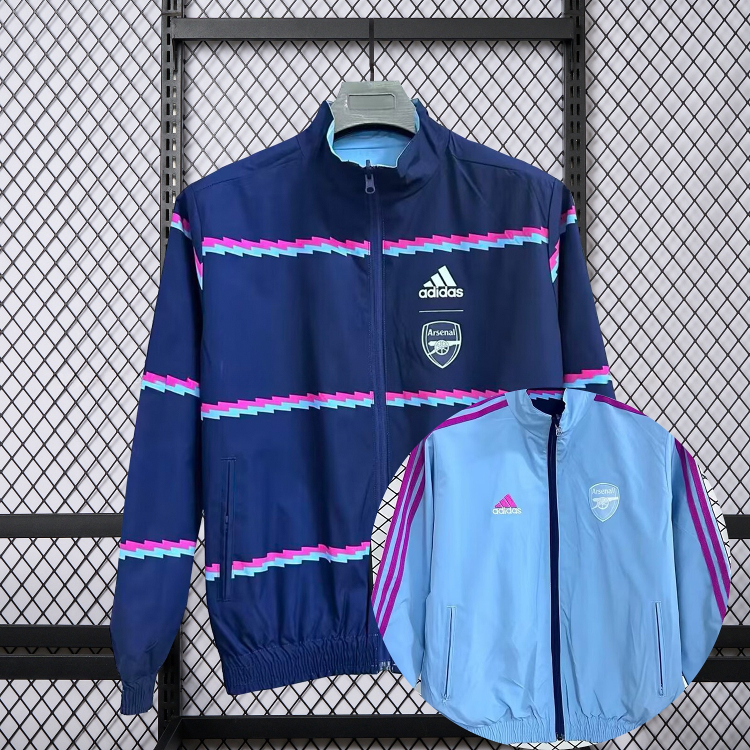 Arsenal 25-26 Double Sided Reversible Windbreaker - Deep Blue & Light Blue - ReplicasJersey