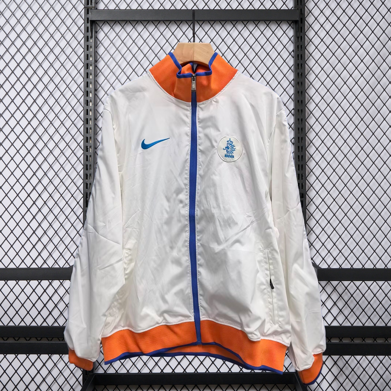 Netherlands 25-26 Windbreaker Jacket - Orange And White - ReplicasJersey
