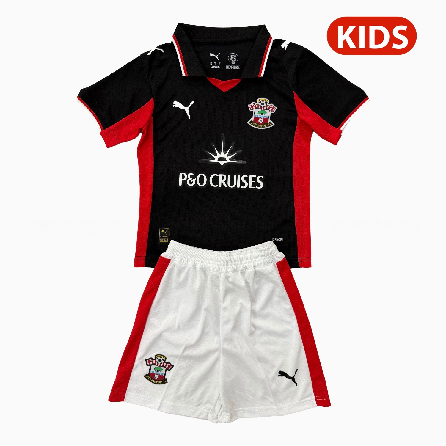 Southampton 25-26 Third Black Kids Kit - ReplicasJersey