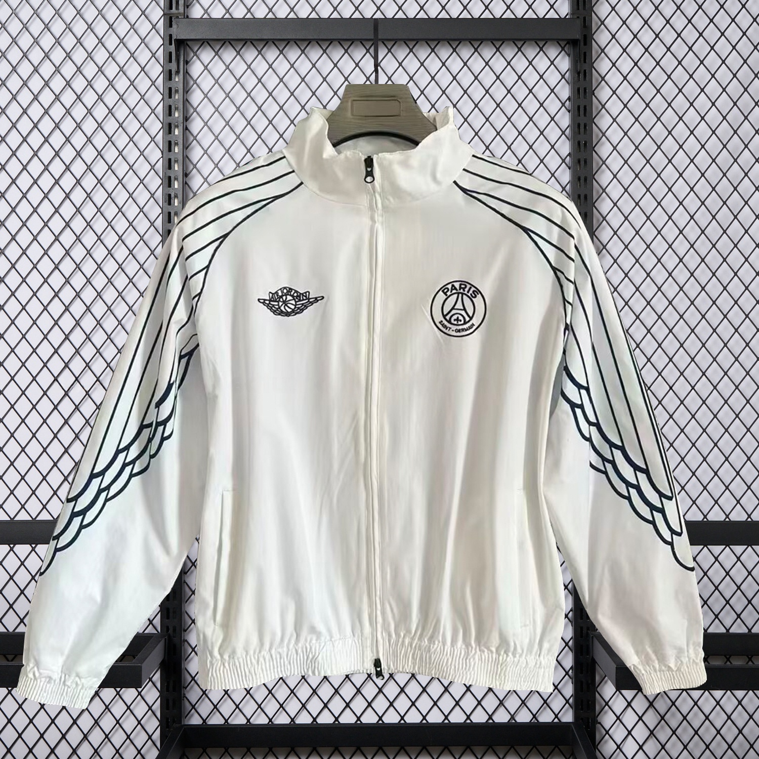 Paris Saint-Germain PSG 25-26 Windbreaker Jacket - White And Grey - ReplicasJersey