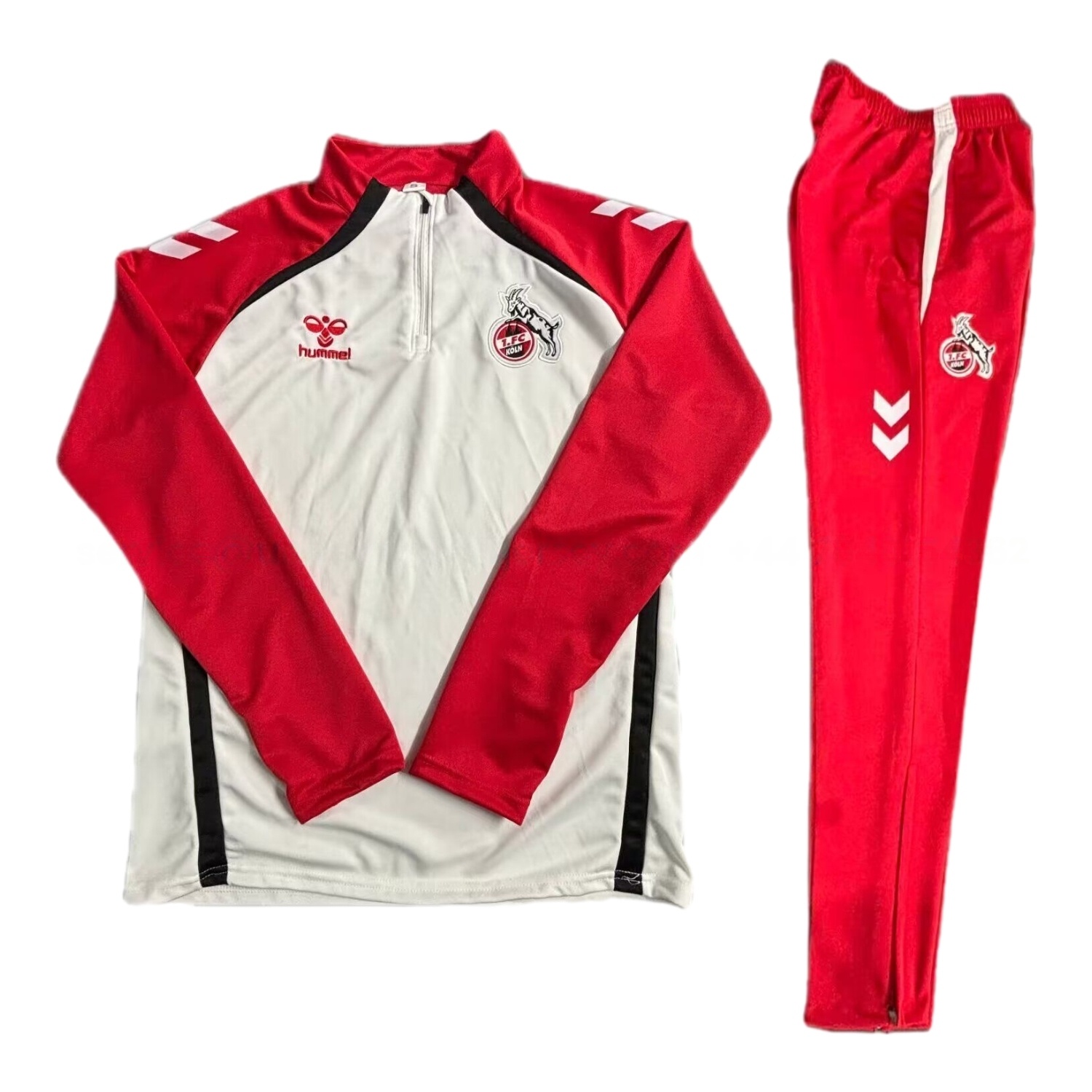 Köln 25-26 Long Sleeve Training Set - White Red Top & Red Pants - ReplicasJersey