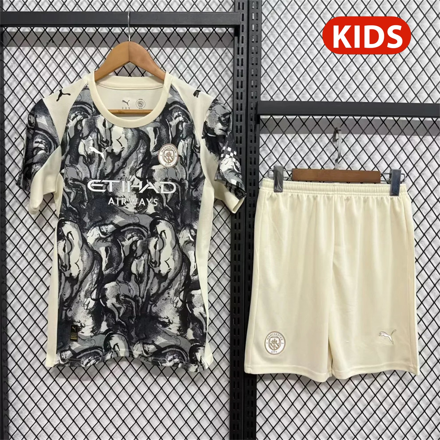 Manchester City 25-26 Year of the Horse Ink Painting Special Kids Kit - ReplicasJersey