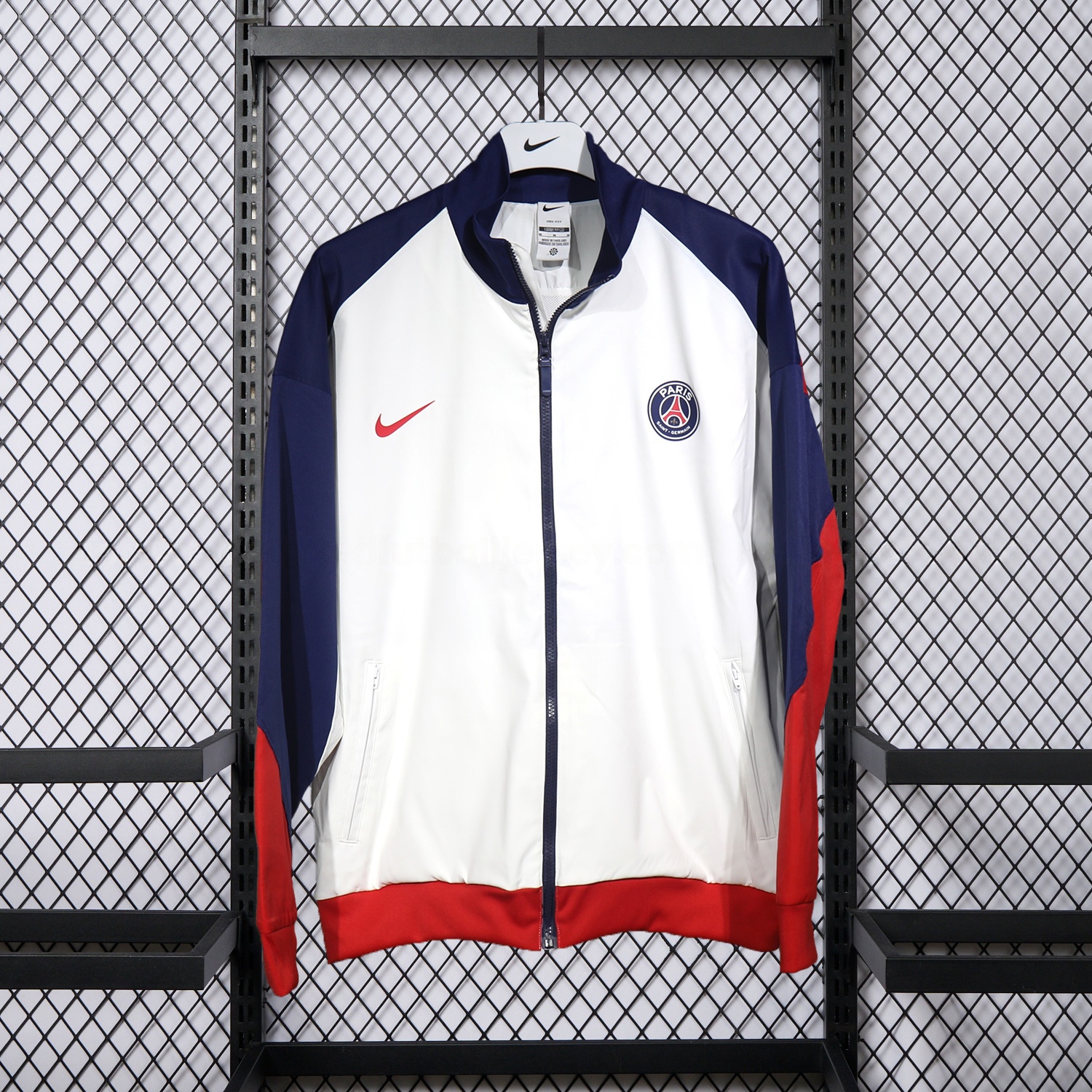 Paris Saint-Germain PSG 25-26 Throwback Windbreaker Jacket - White - ReplicasJersey